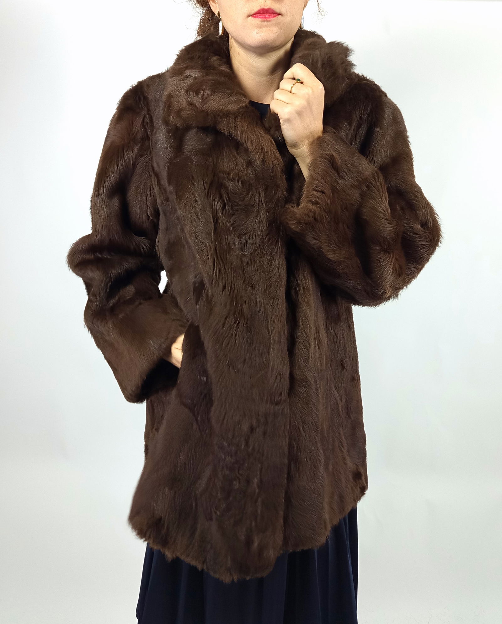 BROWN ALPACA FUR COAT EU: XL ; US: 18 - 10