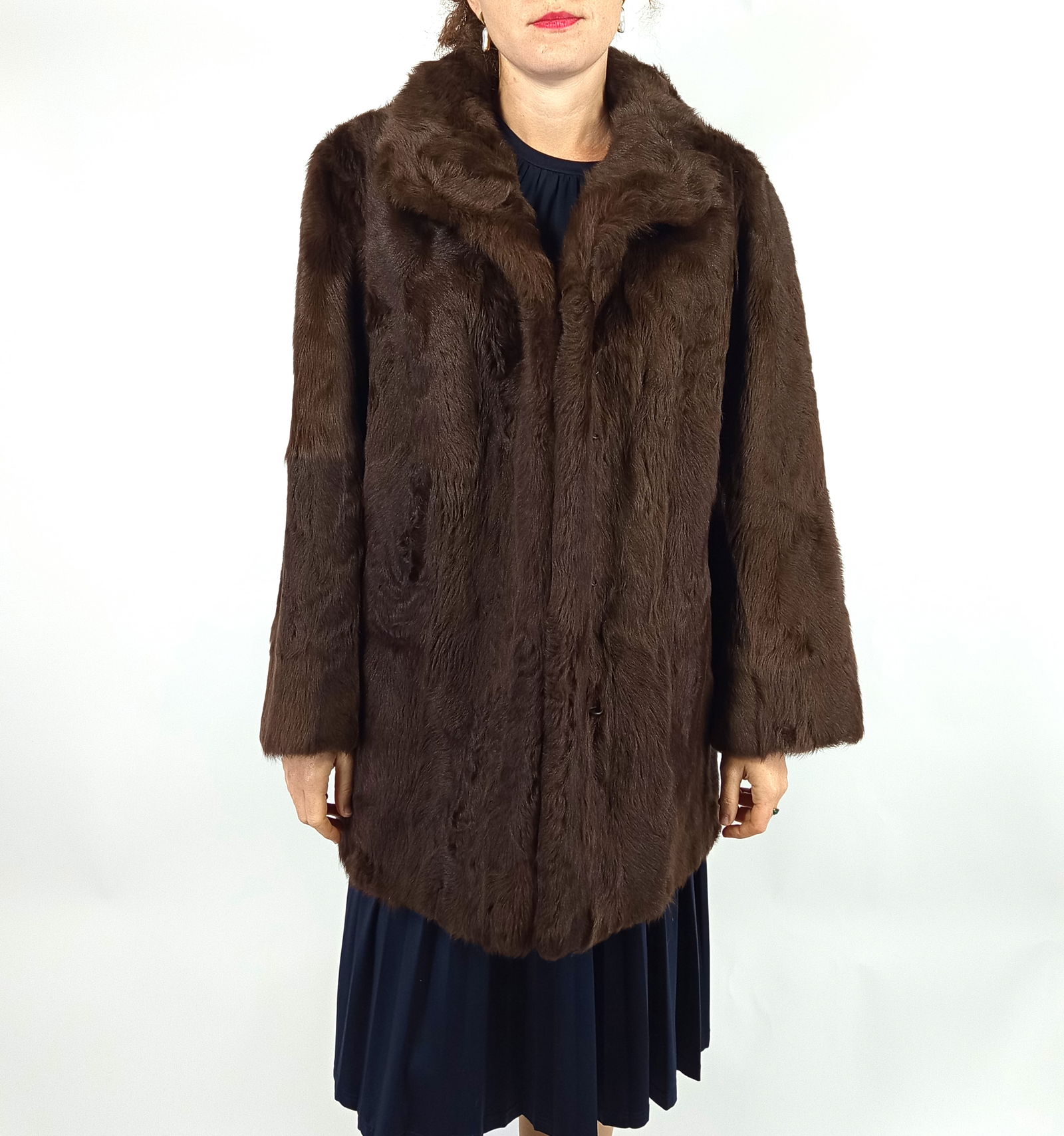BROWN ALPACA FUR COAT EU: XL ; US: 18 - 4