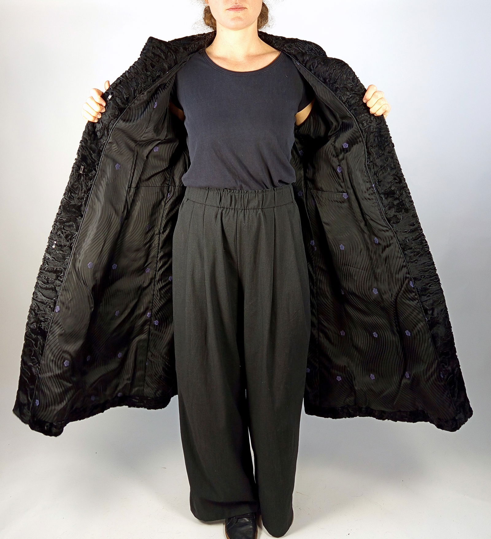 BLACK KARABUL FUR COAT EU: M - US:14 - 9