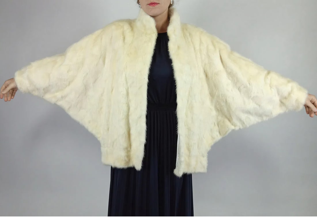 CREAM MINK FUR BOMBER JACKET EU: 3XL ; US: 24 - 2