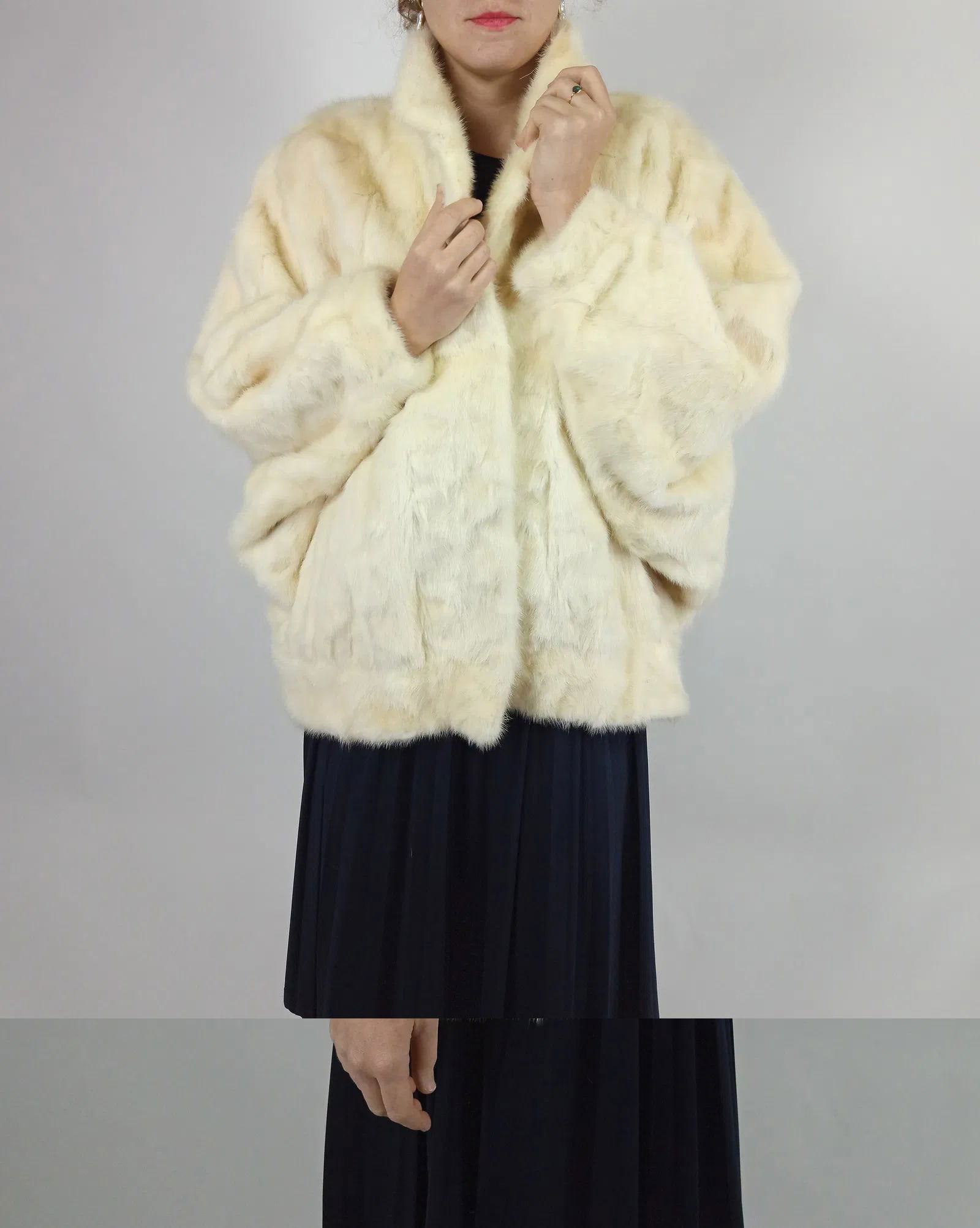 CREAM MINK FUR BOMBER JACKET EU: 3XL ; US: 24 - 6