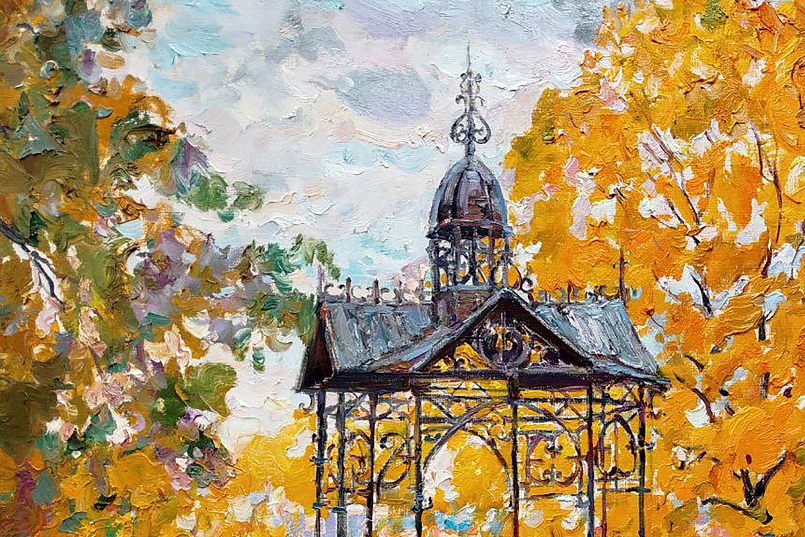 Oil painting Autumn and Gazebo Leonid Pavlenko - 2