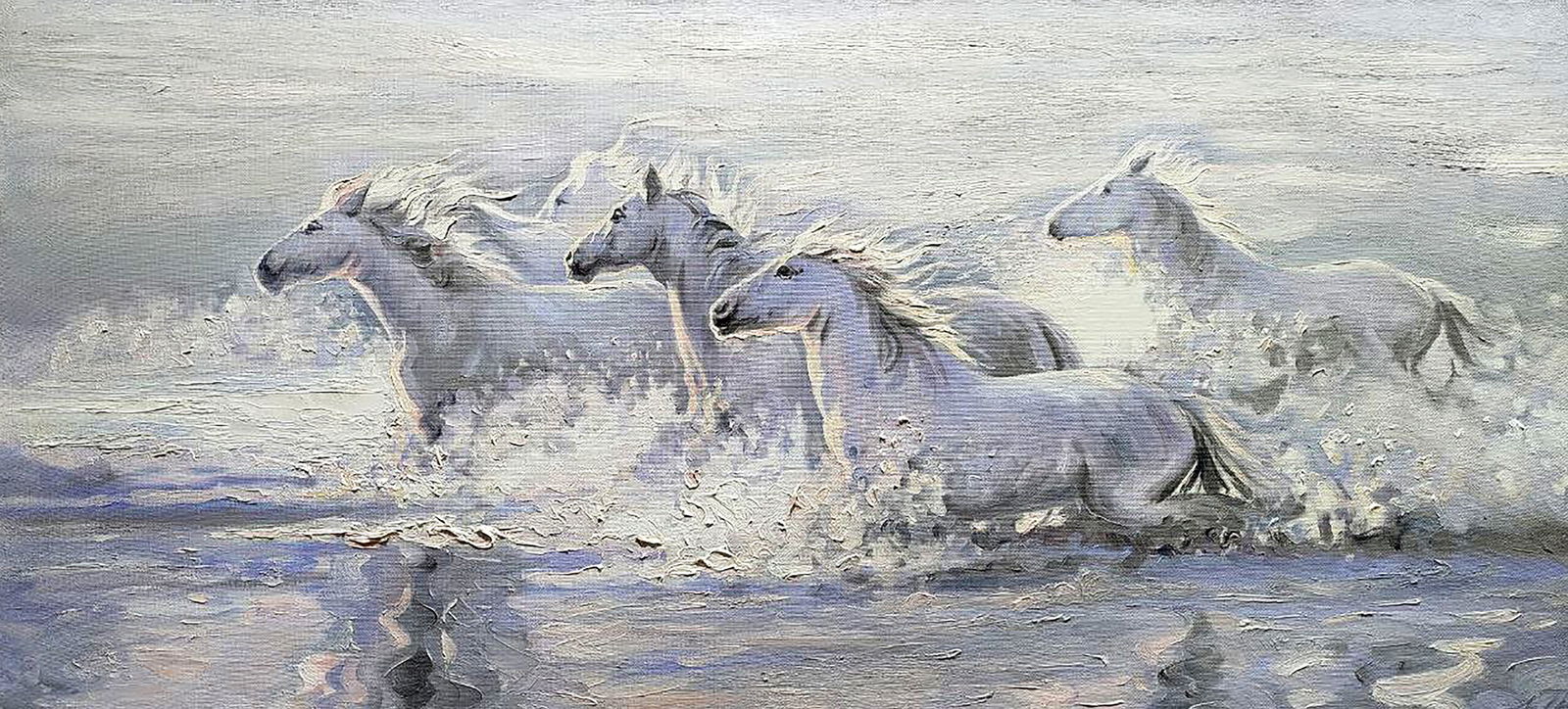 Oil painting Morning jogging Leonid Pavlenko: Title: Oil painting Morning jogging Leonid Pavlenko Description: 143PAVL Painter: Leonid Pavlenko Size: 68x148 cm/26.77x58.26 inches Components: oil, canvas Original painting CONDITION: excellent 