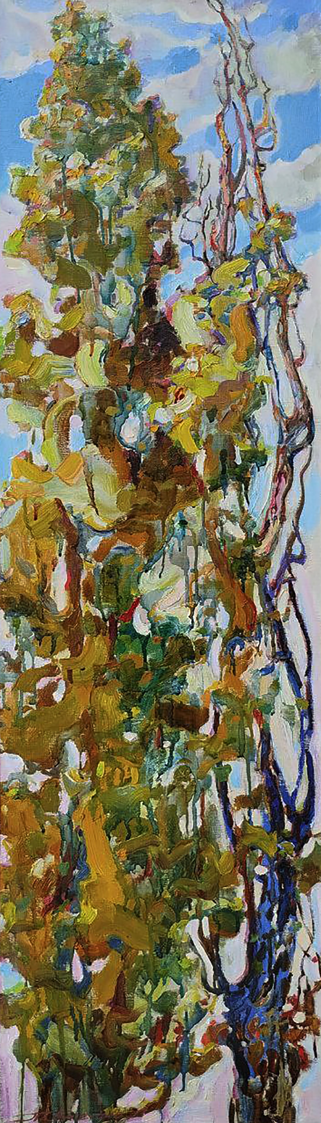 Oil painting Two large poplars Leonid Pavlenko