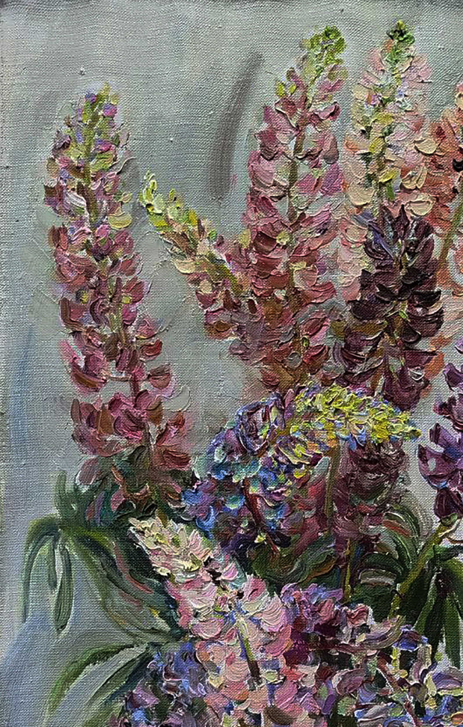 Oil painting Lupine on a light background Leonid Pavlenko - 2