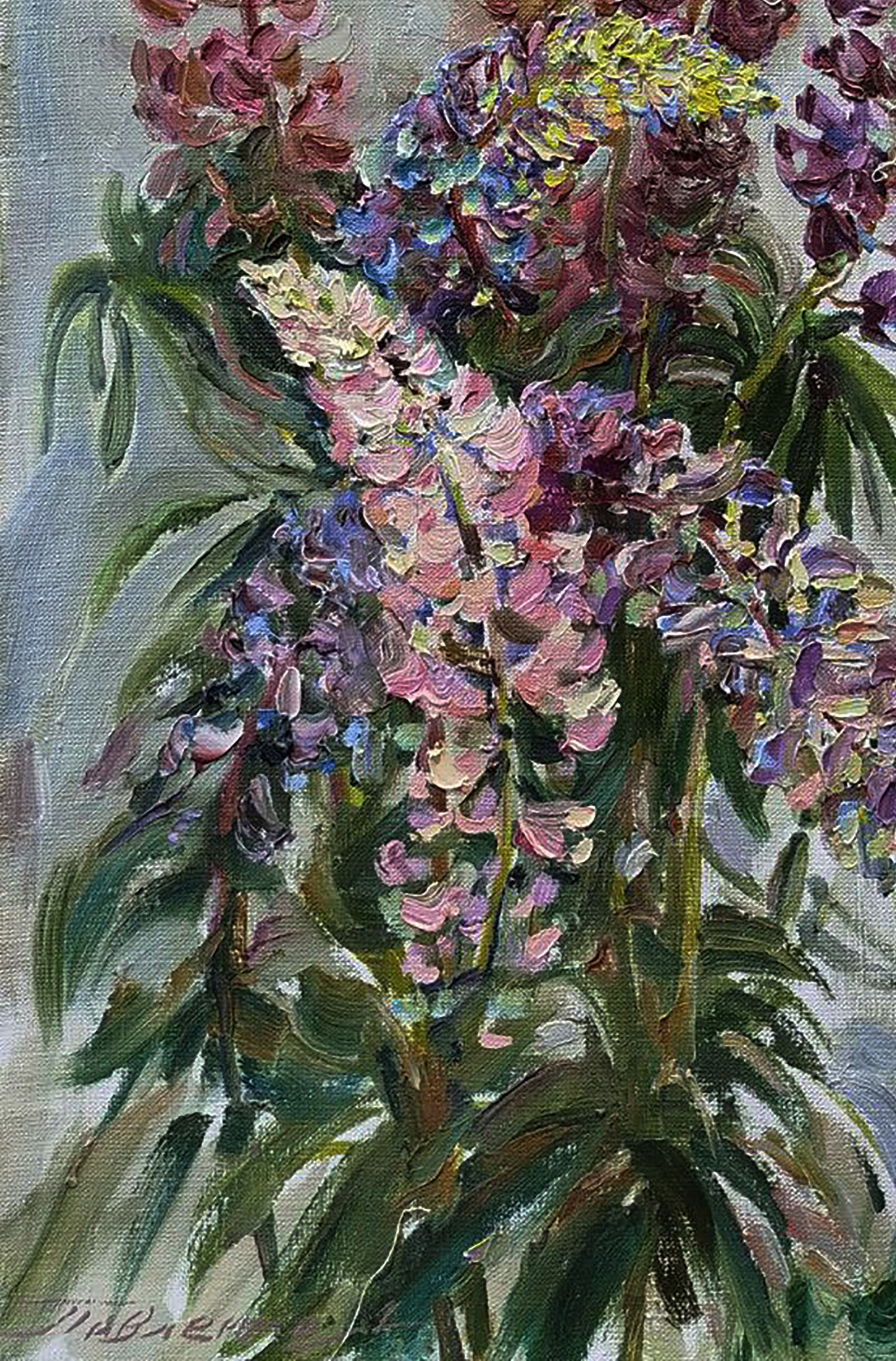 Oil painting Lupine on a light background Leonid Pavlenko - 4
