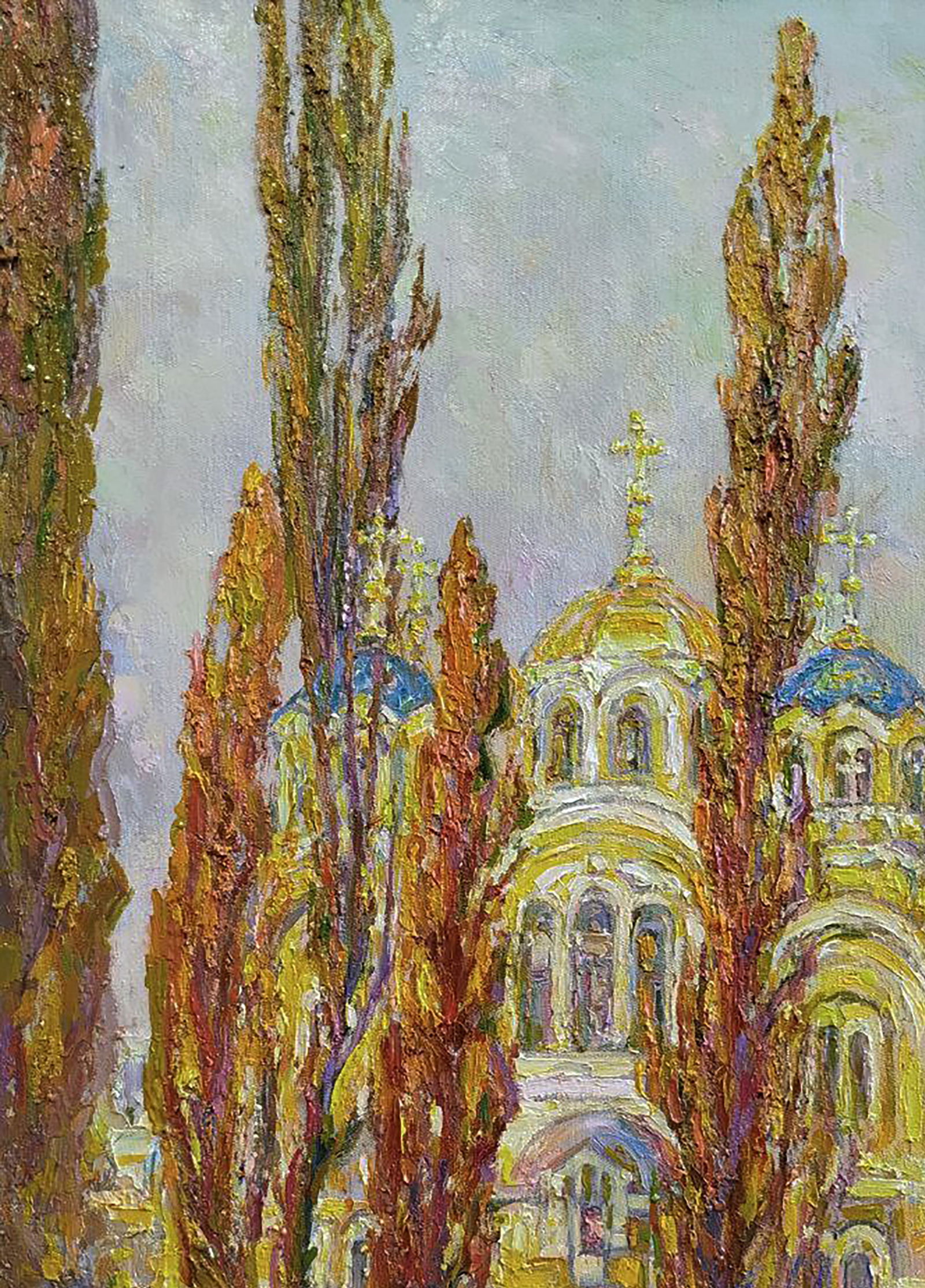 Oil painting Warm autumn near the cathedral Leonid Pavlenko - 2