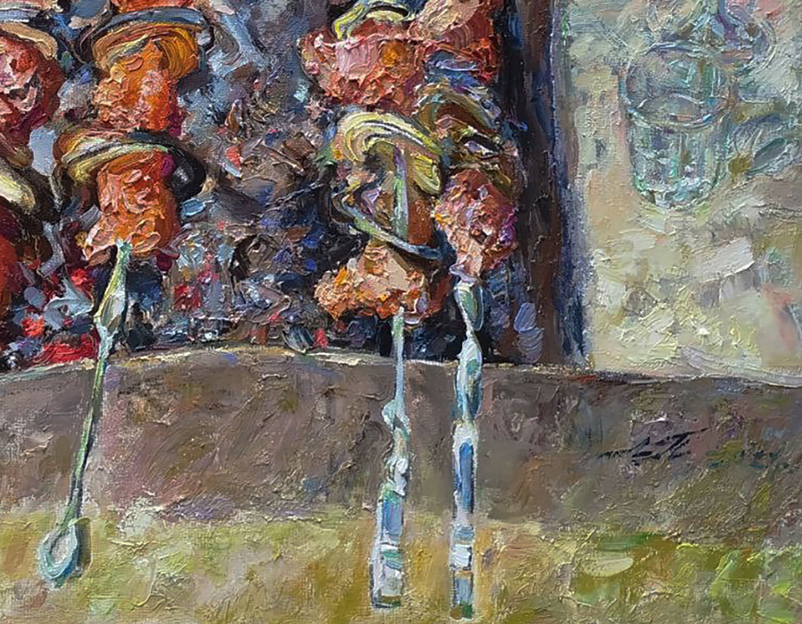 Oil painting A glass of pink Leonid Pavlenko - 2