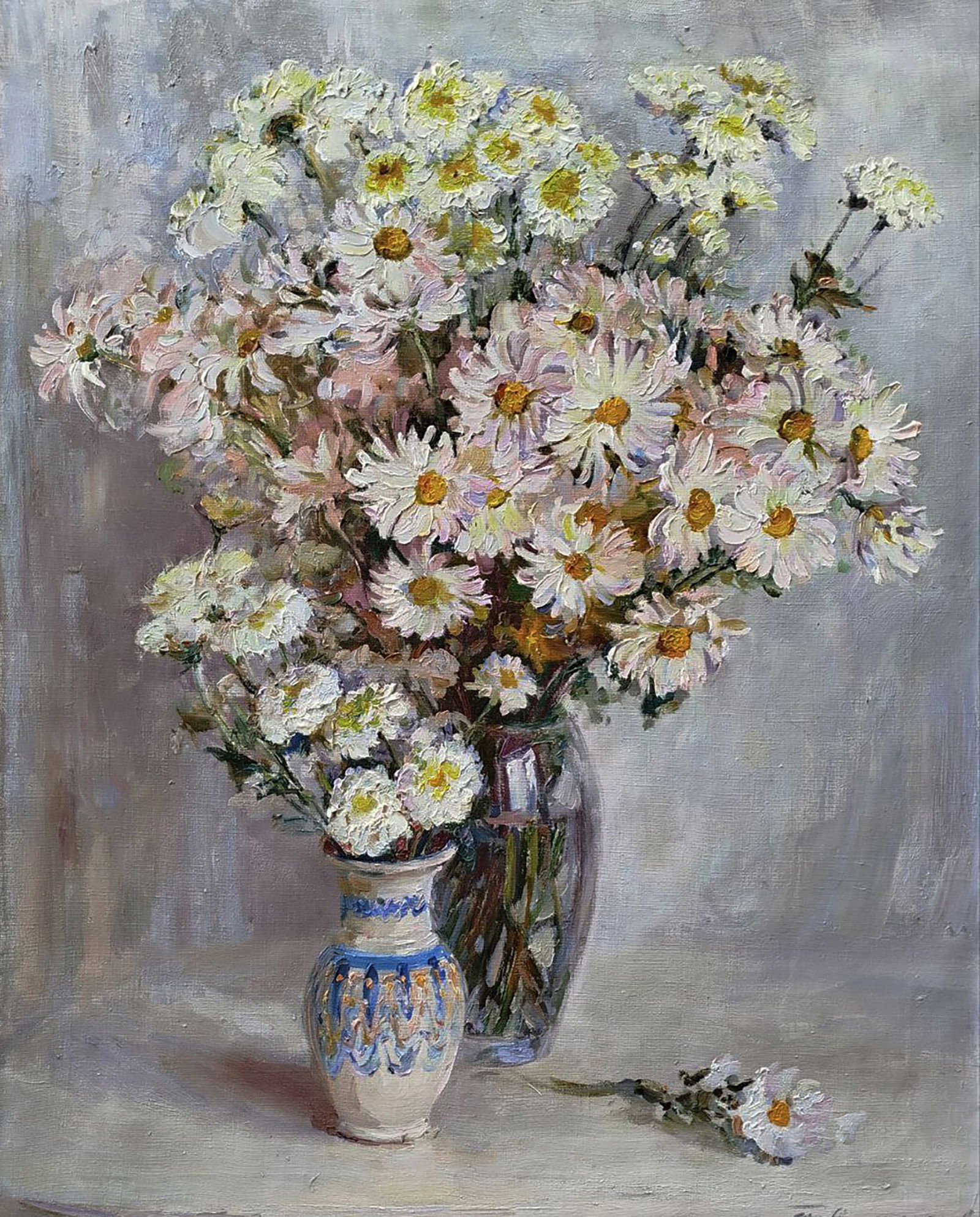 Oil painting Bouquet of white daisies Leonid Pavlenko: Title: Oil painting Bouquet of white daisies Leonid Pavlenko Description: 161PAVL Painter: Leonid Pavlenko Size: 70x55 cm/27.55x21.65 inches Components: oil, canvas Original painting CONDITION: