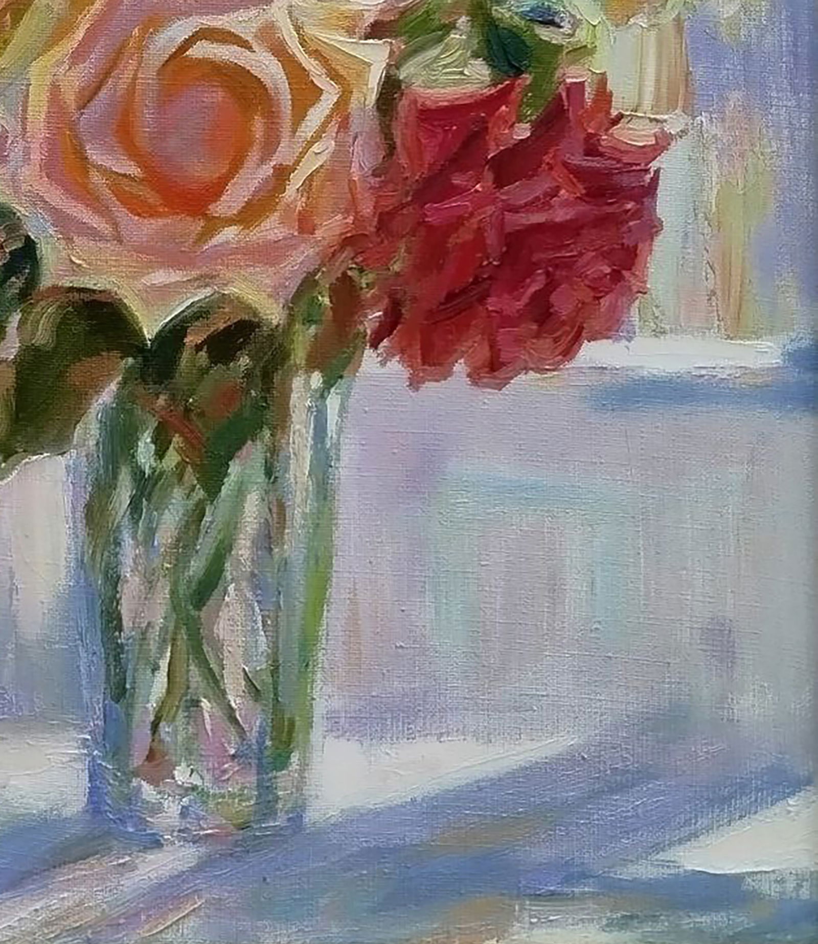 Oil painting A bouquet of roses on the windowsill Leonid Pavlenko - 2