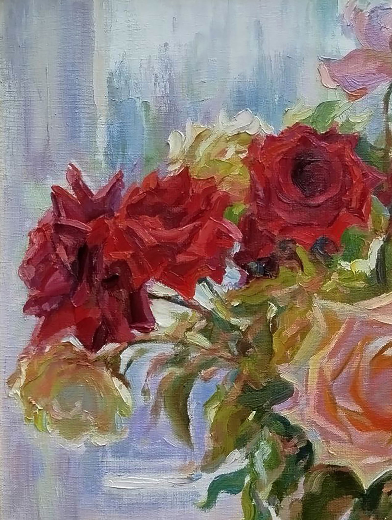 Oil painting A bouquet of roses on the windowsill Leonid Pavlenko - 4