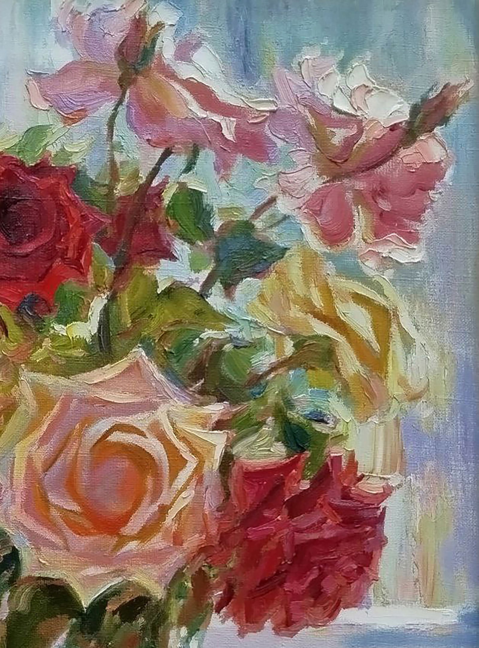 Oil painting A bouquet of roses on the windowsill Leonid Pavlenko - 5