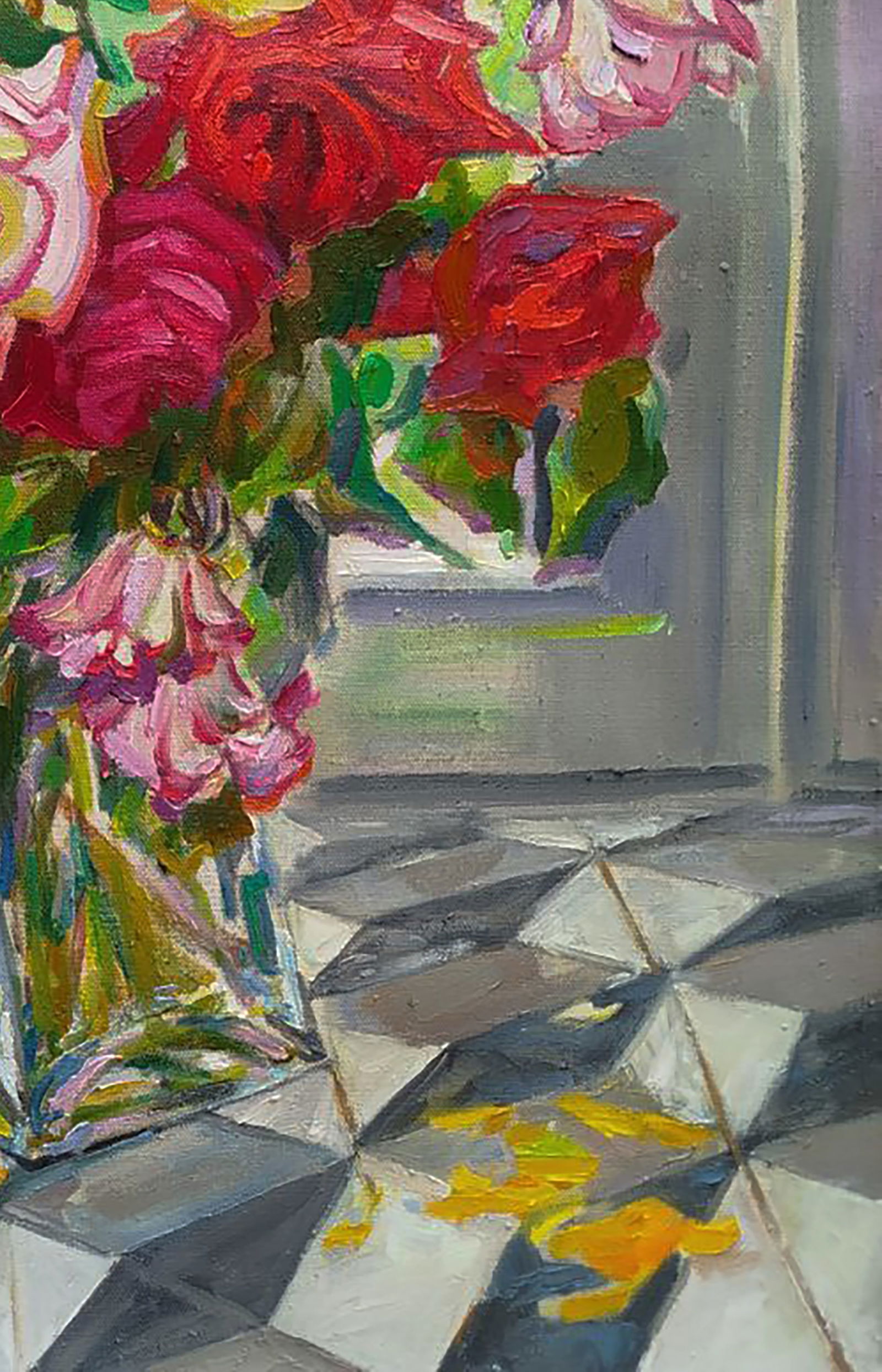 Oil painting A bouquet of roses on the balcony Leonid Pavlenko - 2