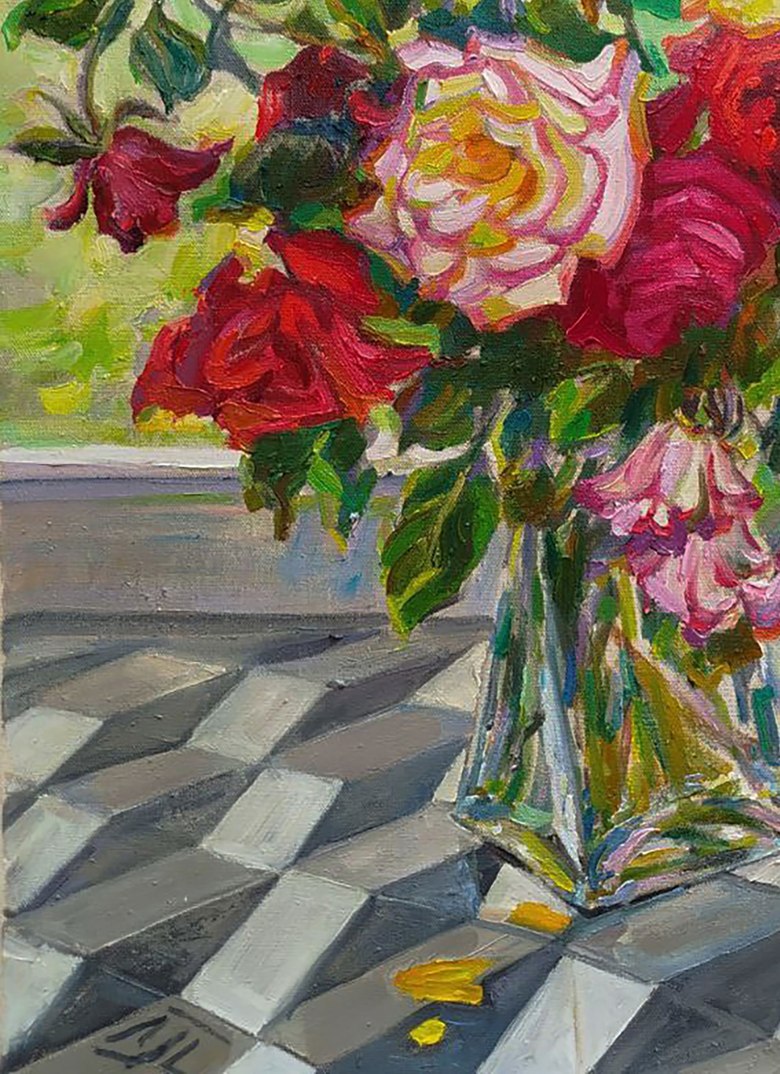 Oil painting A bouquet of roses on the balcony Leonid Pavlenko - 3