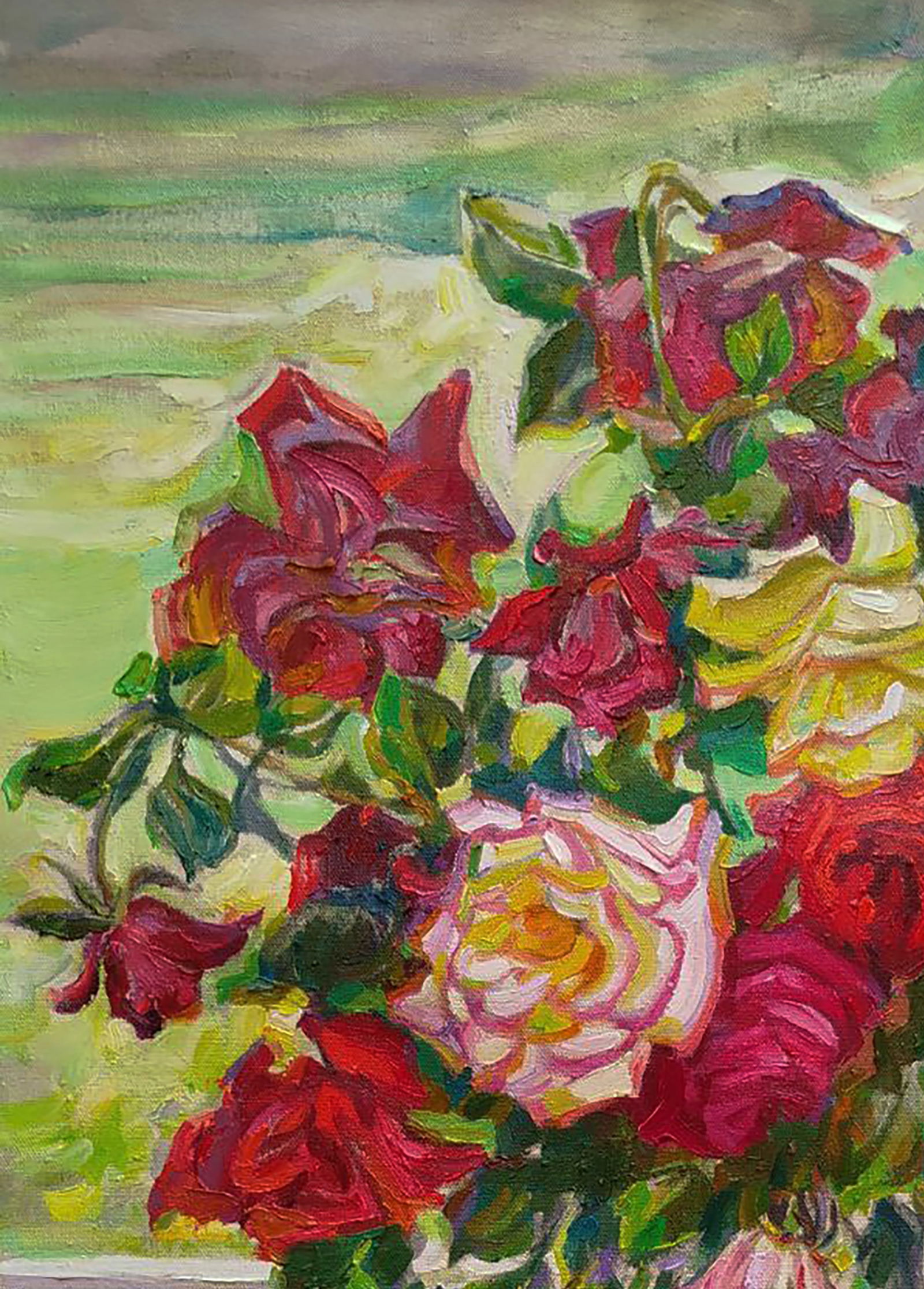 Oil painting A bouquet of roses on the balcony Leonid Pavlenko - 4