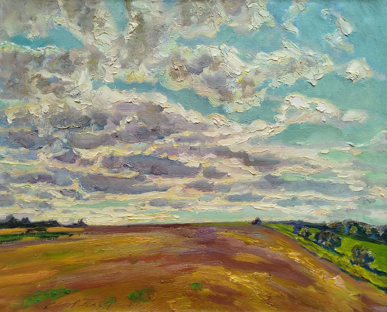 Oil painting On a July day Leonid Pavlenko: Title: Oil painting On a July day Leonid Pavlenko Description: 165PAVL Painter: Leonid Pavlenko Size: 45x55 cm/17.71x21.65 inches Components: oil, canvas Original painting CONDITION: excellent 
