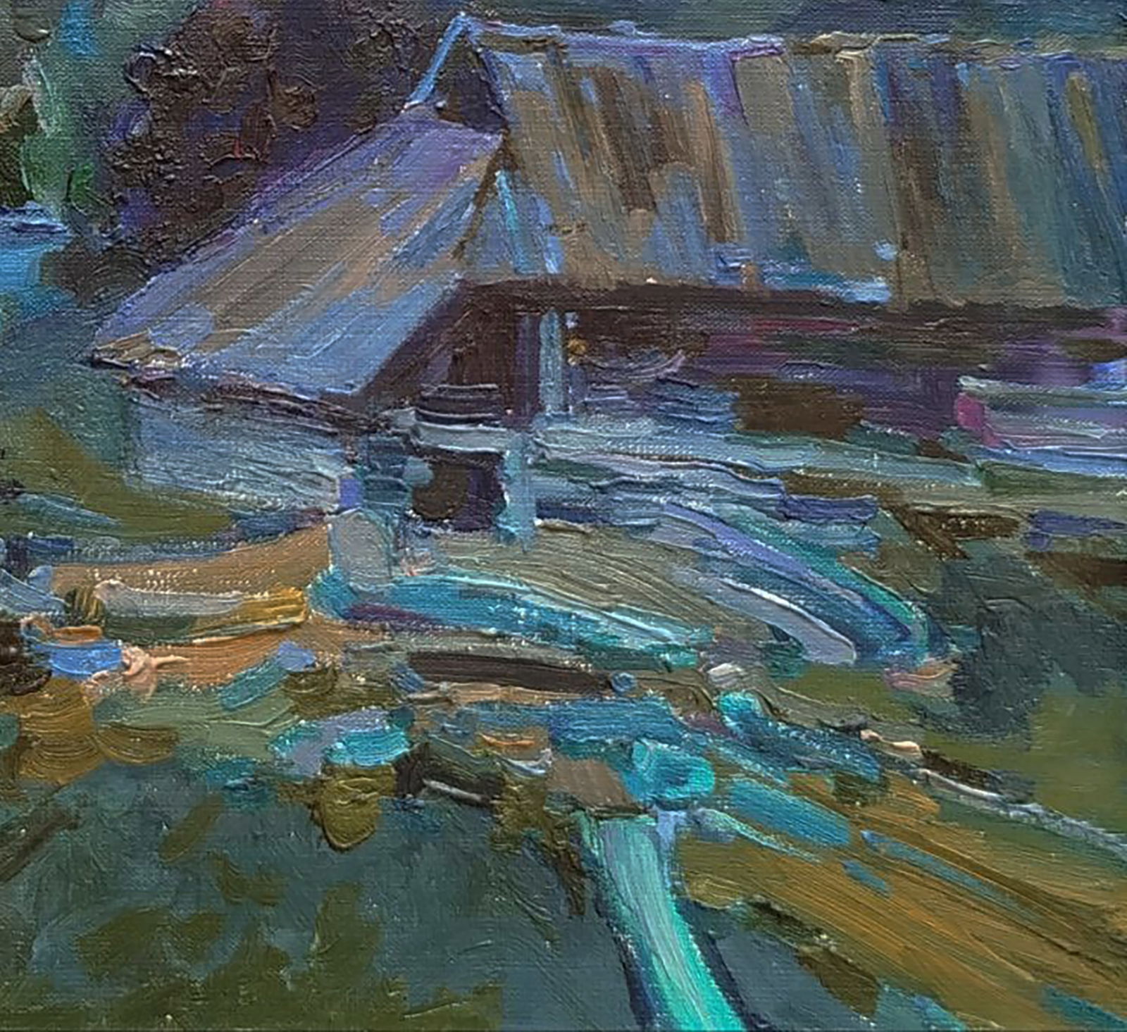 Oil painting Twilight in the village Leonid Pavlenko - 2