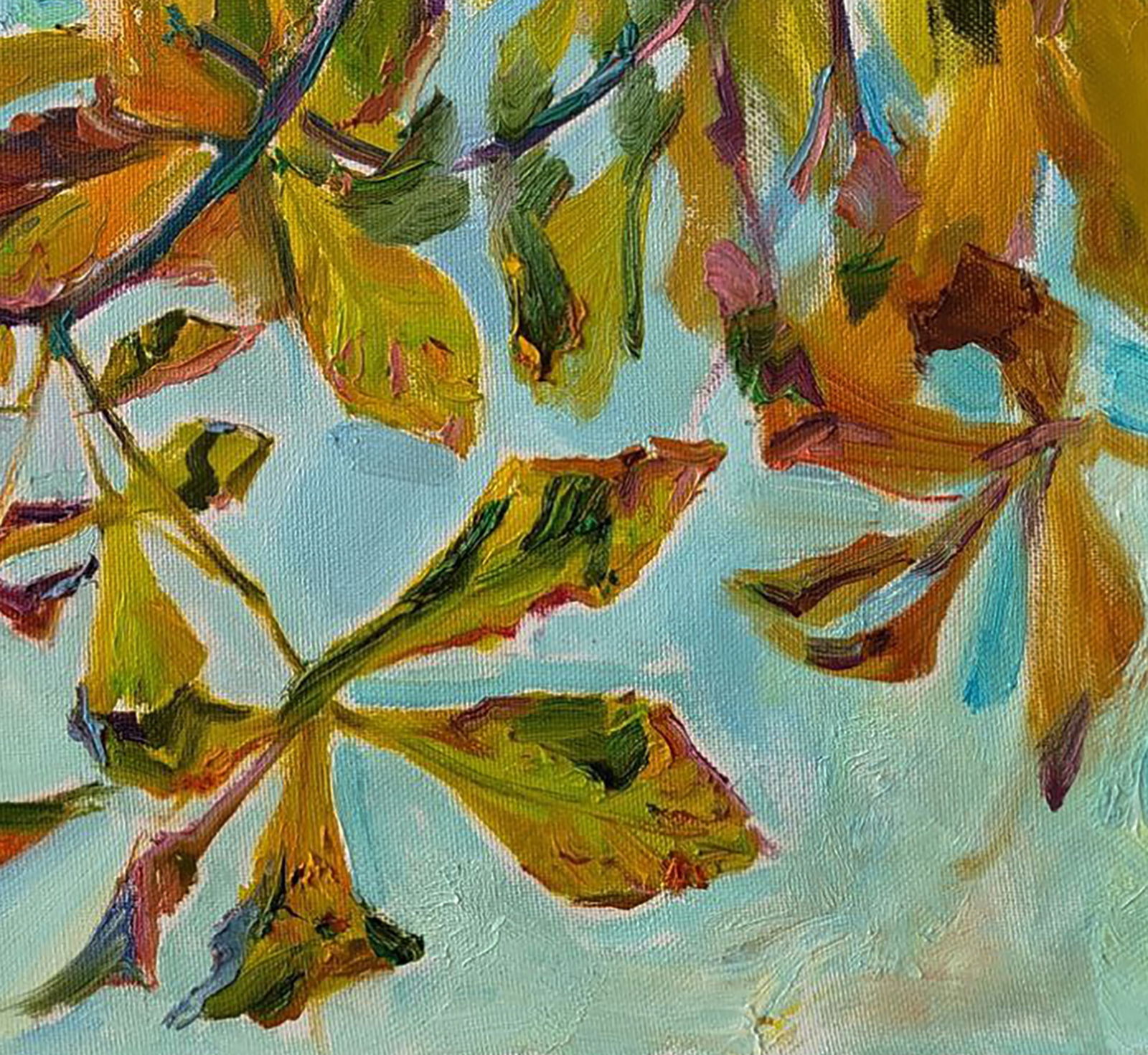 Oil painting Chestnut leaves Leonid Pavlenko - 2