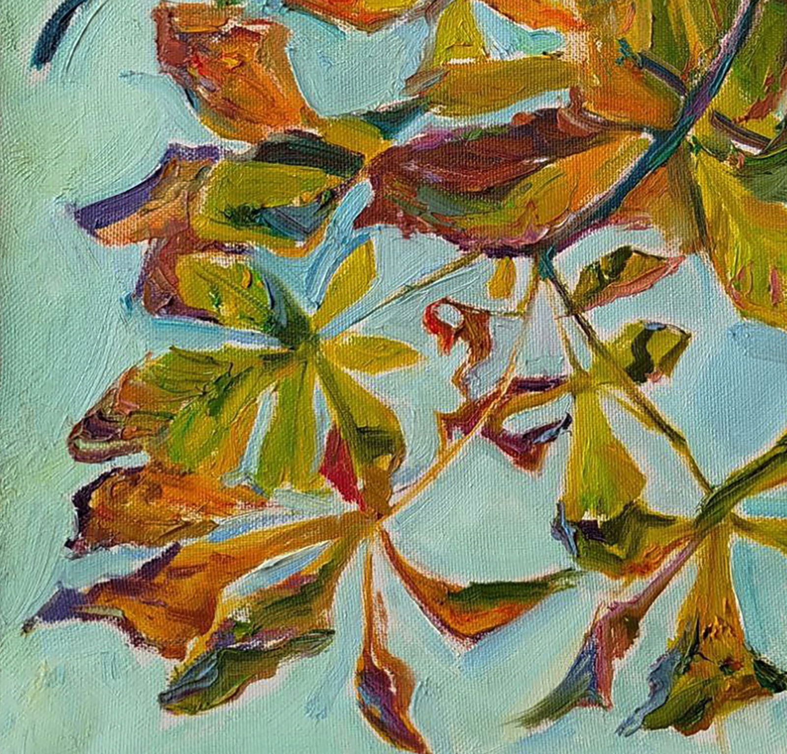 Oil painting Chestnut leaves Leonid Pavlenko - 3