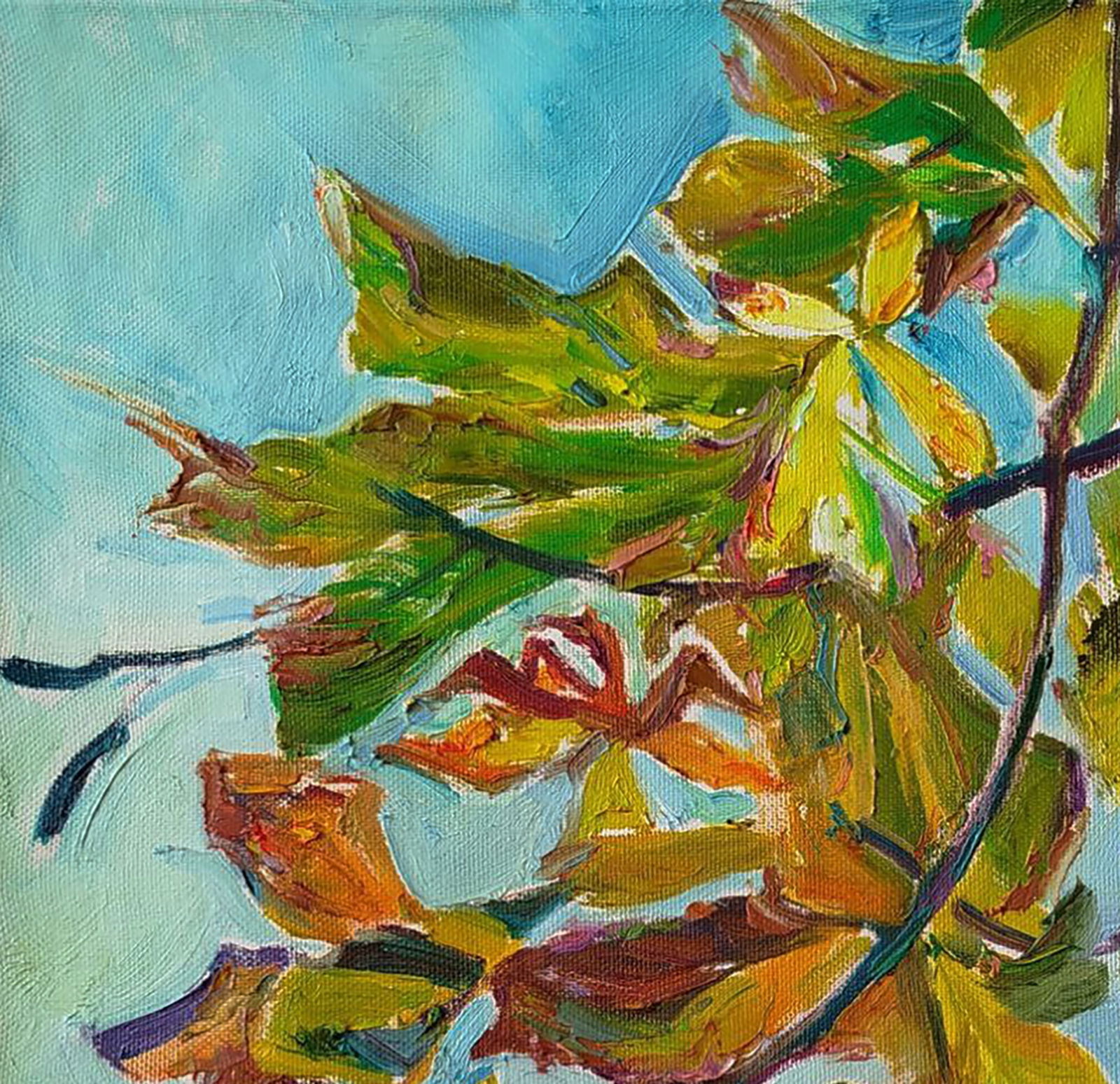 Oil painting Chestnut leaves Leonid Pavlenko - 4