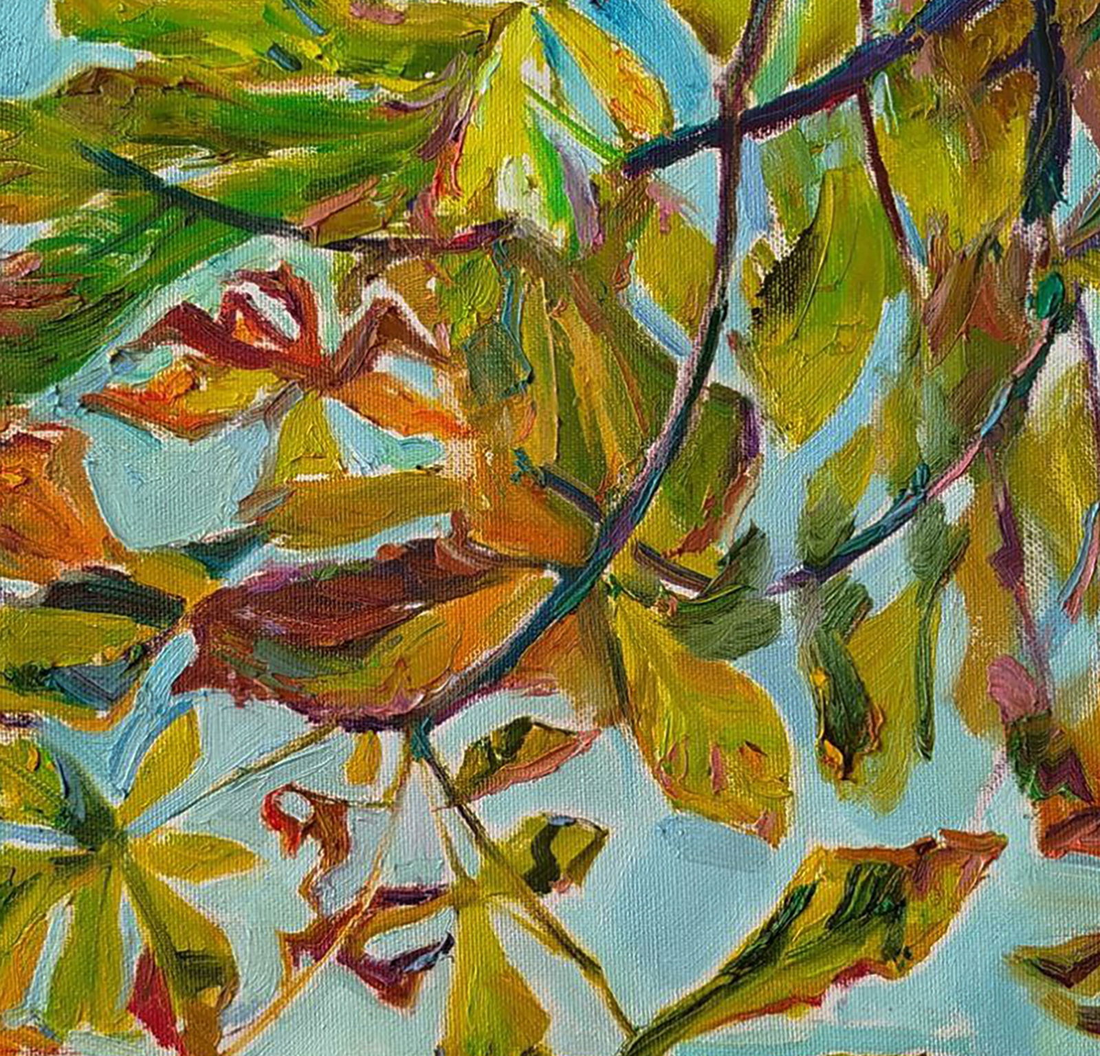 Oil painting Chestnut leaves Leonid Pavlenko - 6