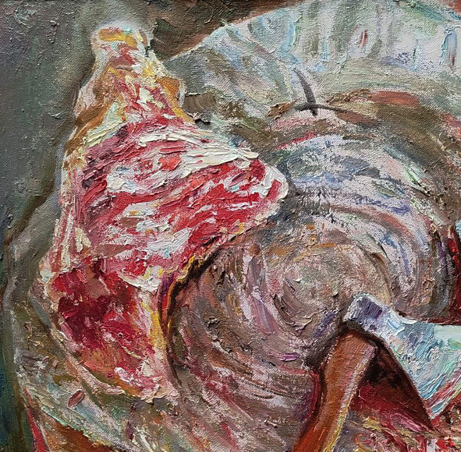 Oil painting Lunch break with meat Leonid Pavlenko - 4