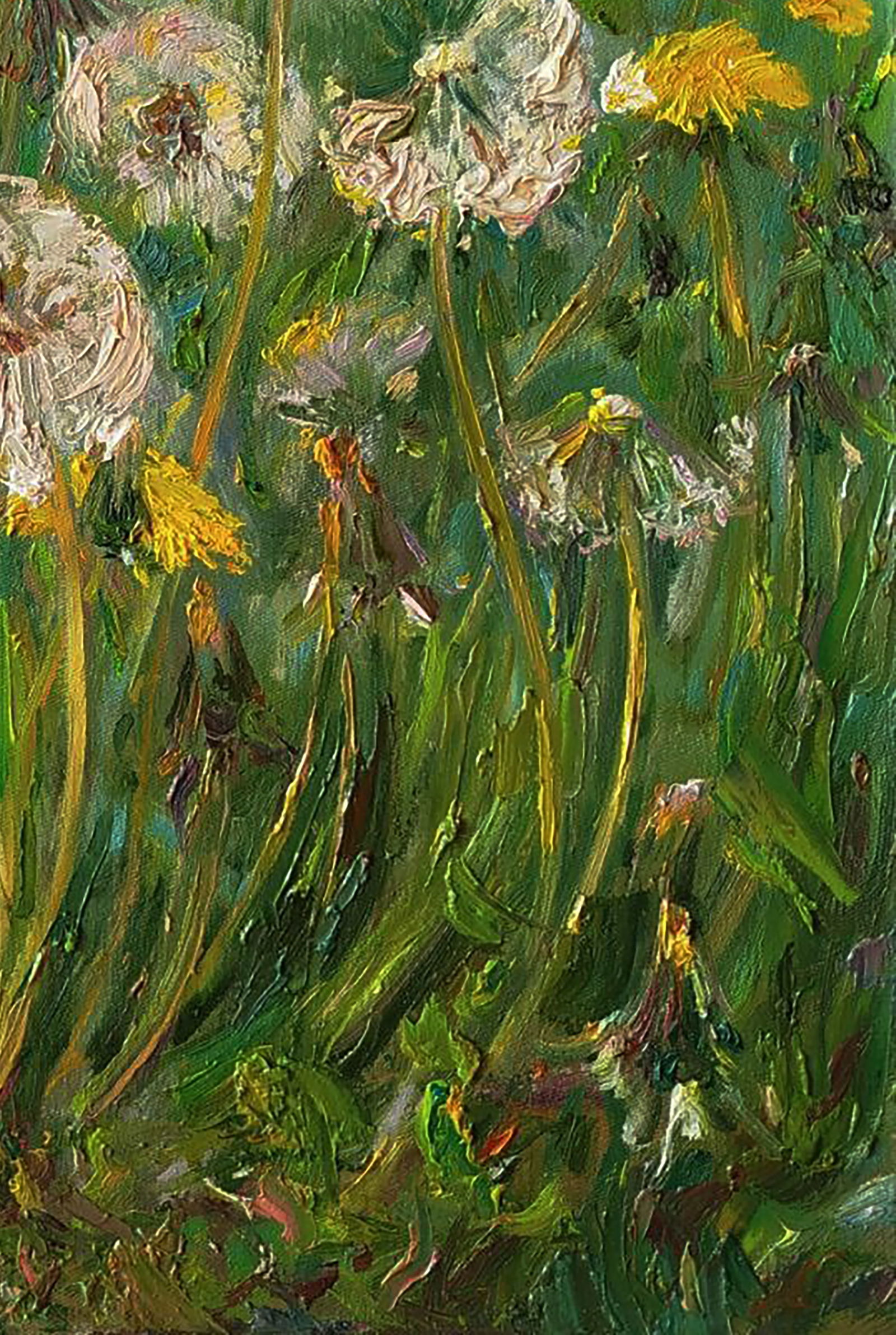 Oil painting Green dandelions Leonid Pavlenko - 2