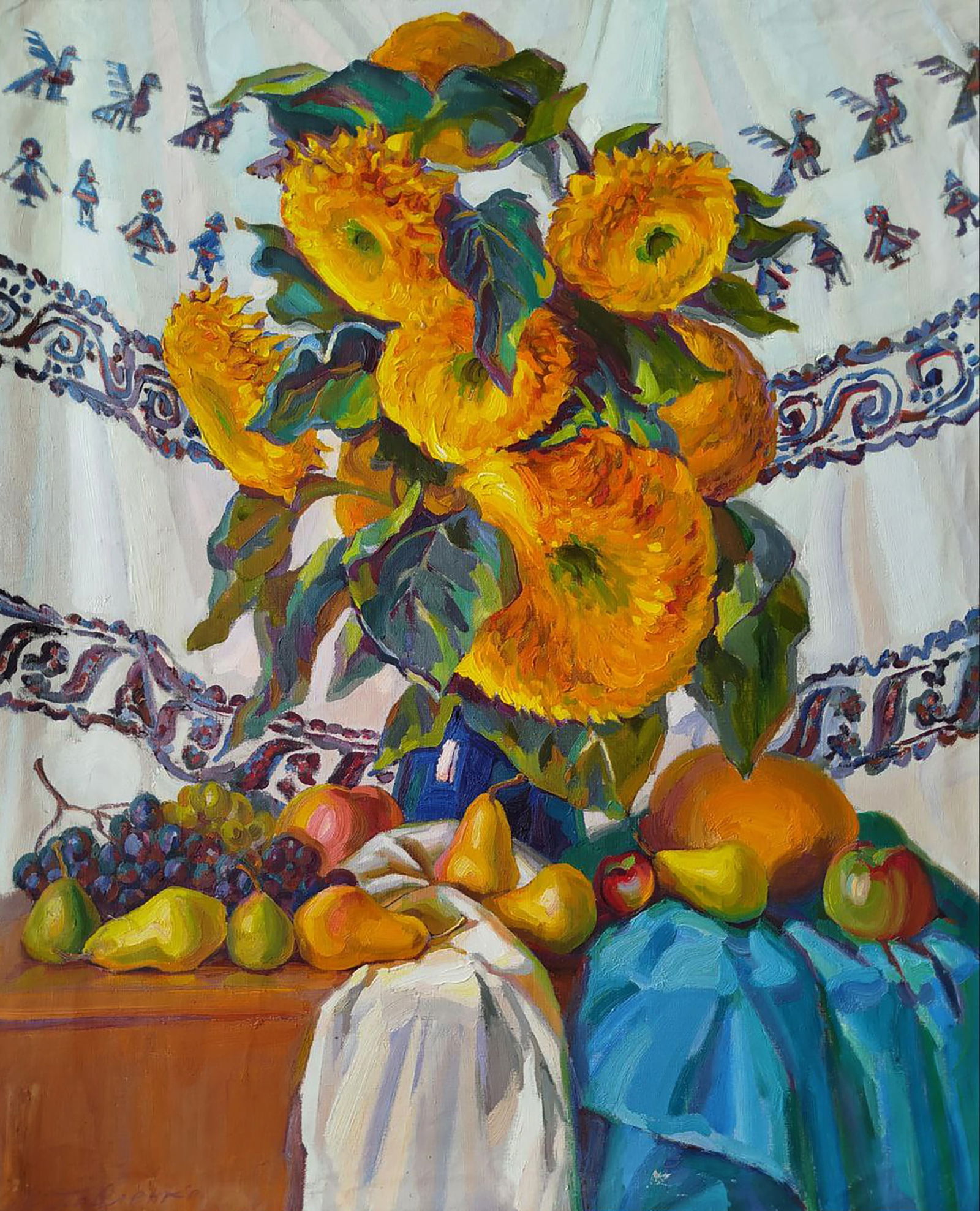 Oil painting Autumn sunflowers Leonid Pavlenko: Title: Oil painting Autumn sunflowers Leonid Pavlenko Description: 186PAVL Painter: Leonid Pavlenko Size: 80x65 cm/31.49x25.59 inches Components: oil, canvas Original painting CONDITION: excellent ART