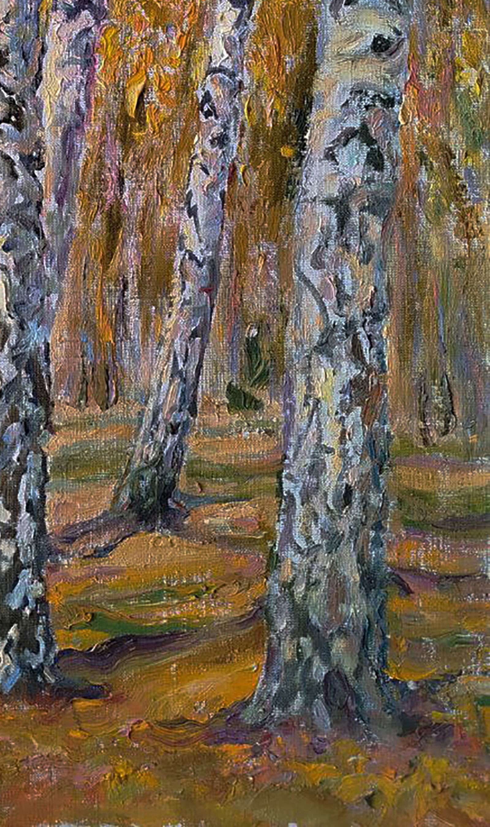 Oil painting Autumn birch forest Leonid Pavlenko - 2