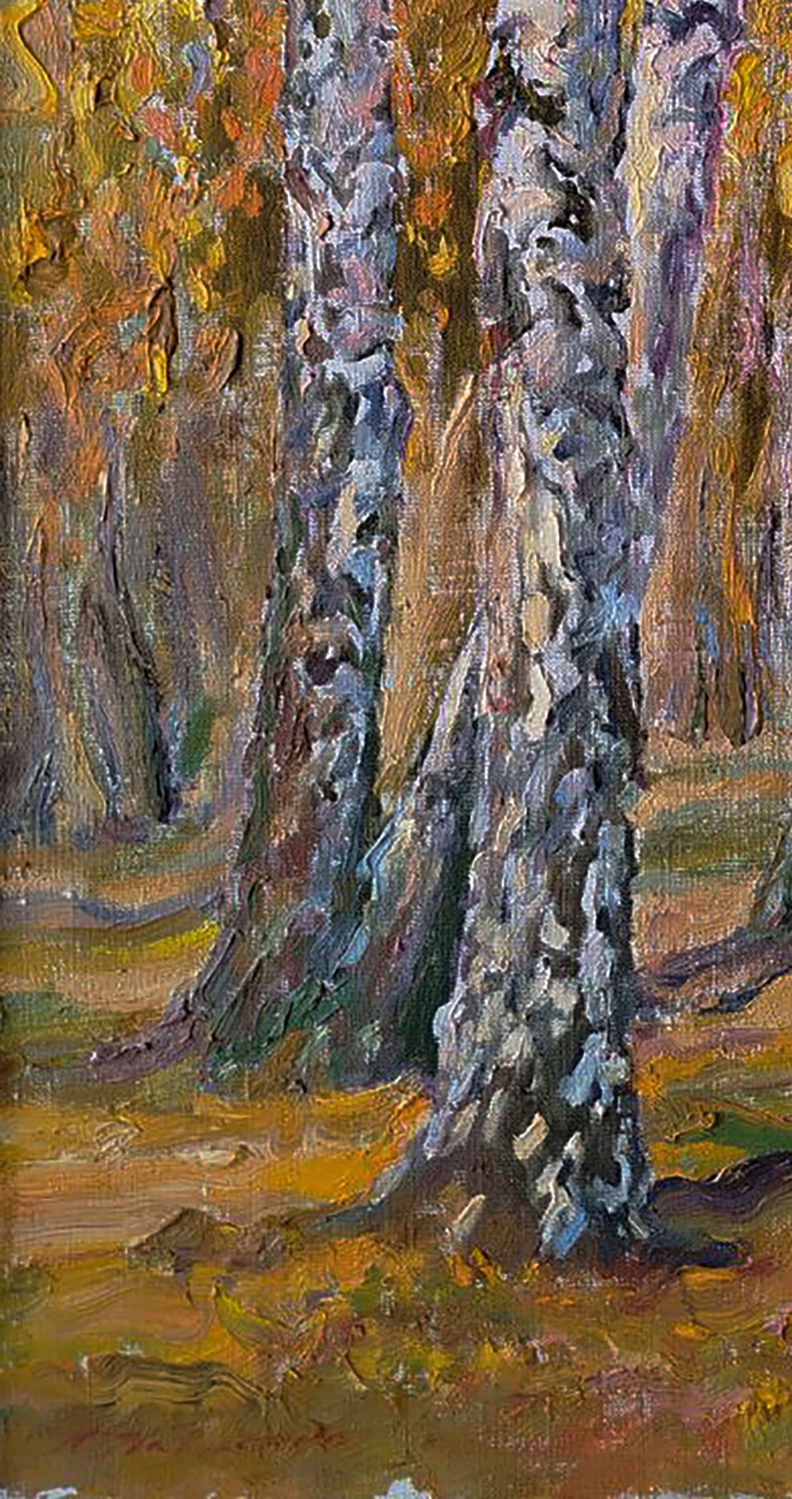 Oil painting Autumn birch forest Leonid Pavlenko - 3
