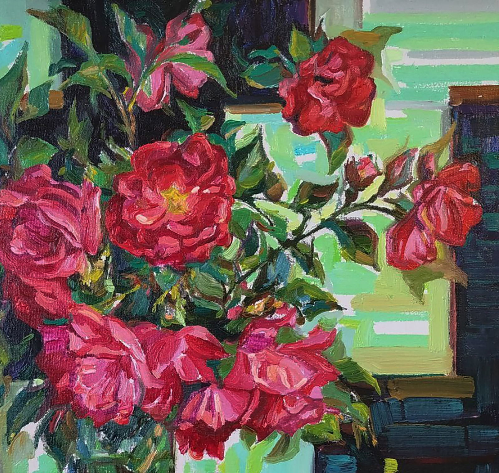 Oil painting Red bright roses Leonid Pavlenko - 5