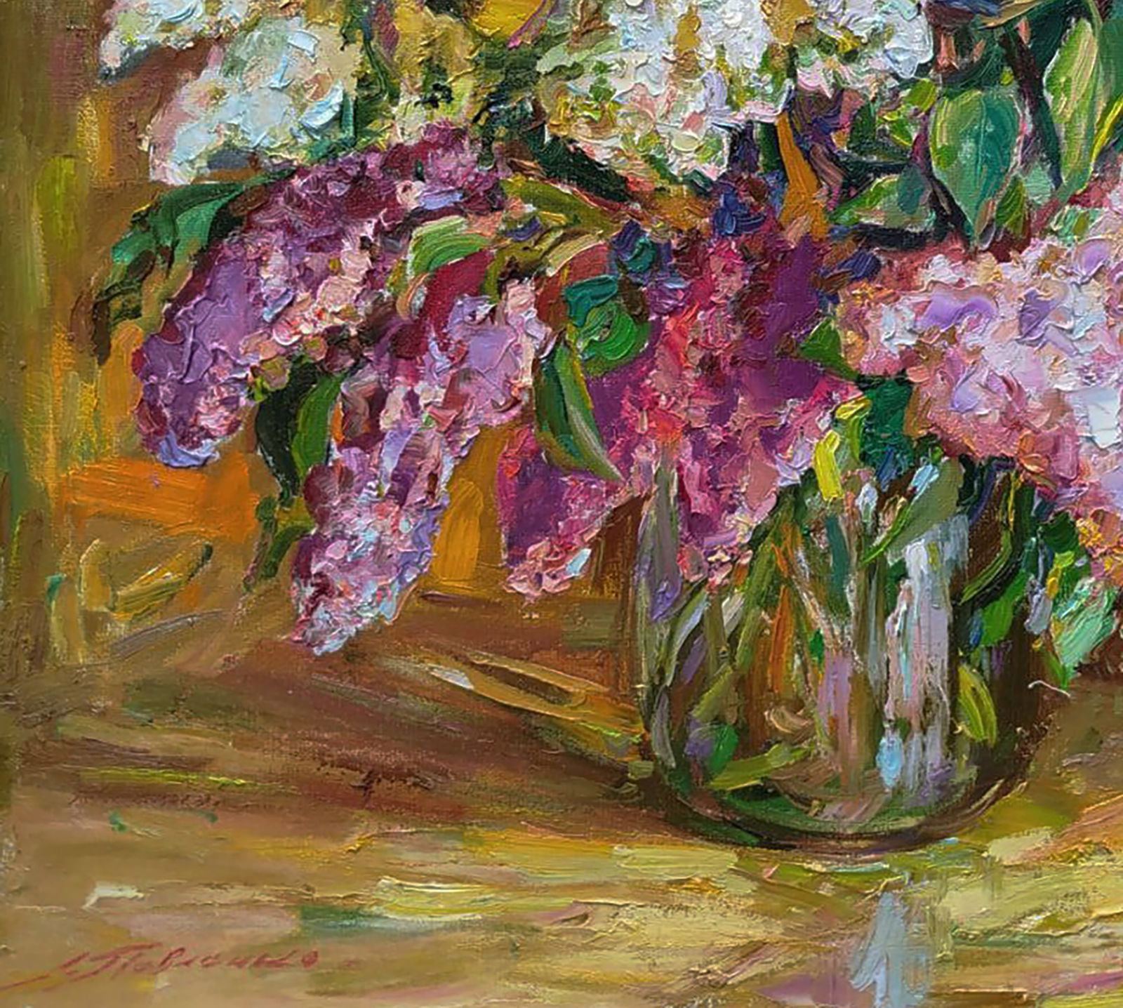 Oil painting Lilac on a warm background Leonid Pavlenko - 3