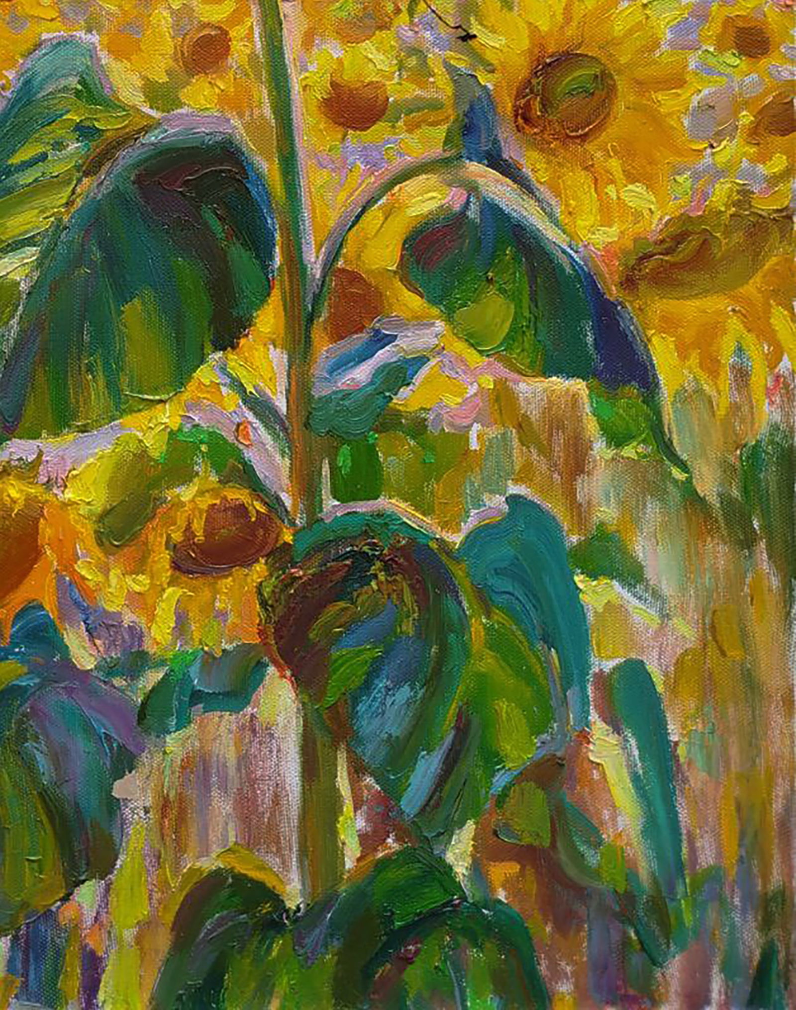 Oil painting Among the sunflowers Leonid Pavlenko - 2