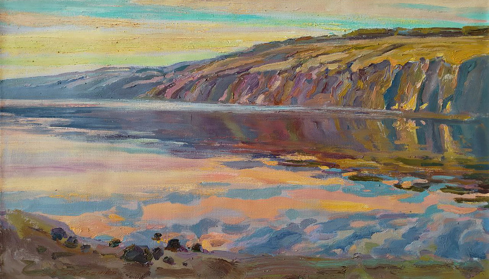 Oil painting Quiet morning Leonid Pavlenko: Title: Oil painting Quiet morning Leonid Pavlenko Description: 196PAVL Painter: Leonid Pavlenko Size: 40x70 cm/15.74x27.55 inches Components: oil, canvas Original painting CONDITION: excellent ARTIST: