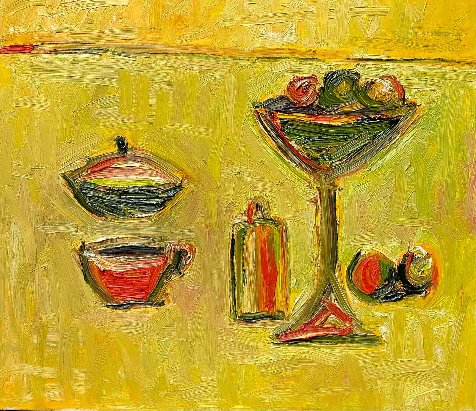Oil painting Still life on a yellow background Anatoly Lavrenko: Title: Oil painting Still life on a yellow background Anatoly Lavrenko Description: 21POLT Painter: Anatoly Lavrenko Size: 70x80 cm/27.55x31.49 inches Components: oil, canvas Original painting