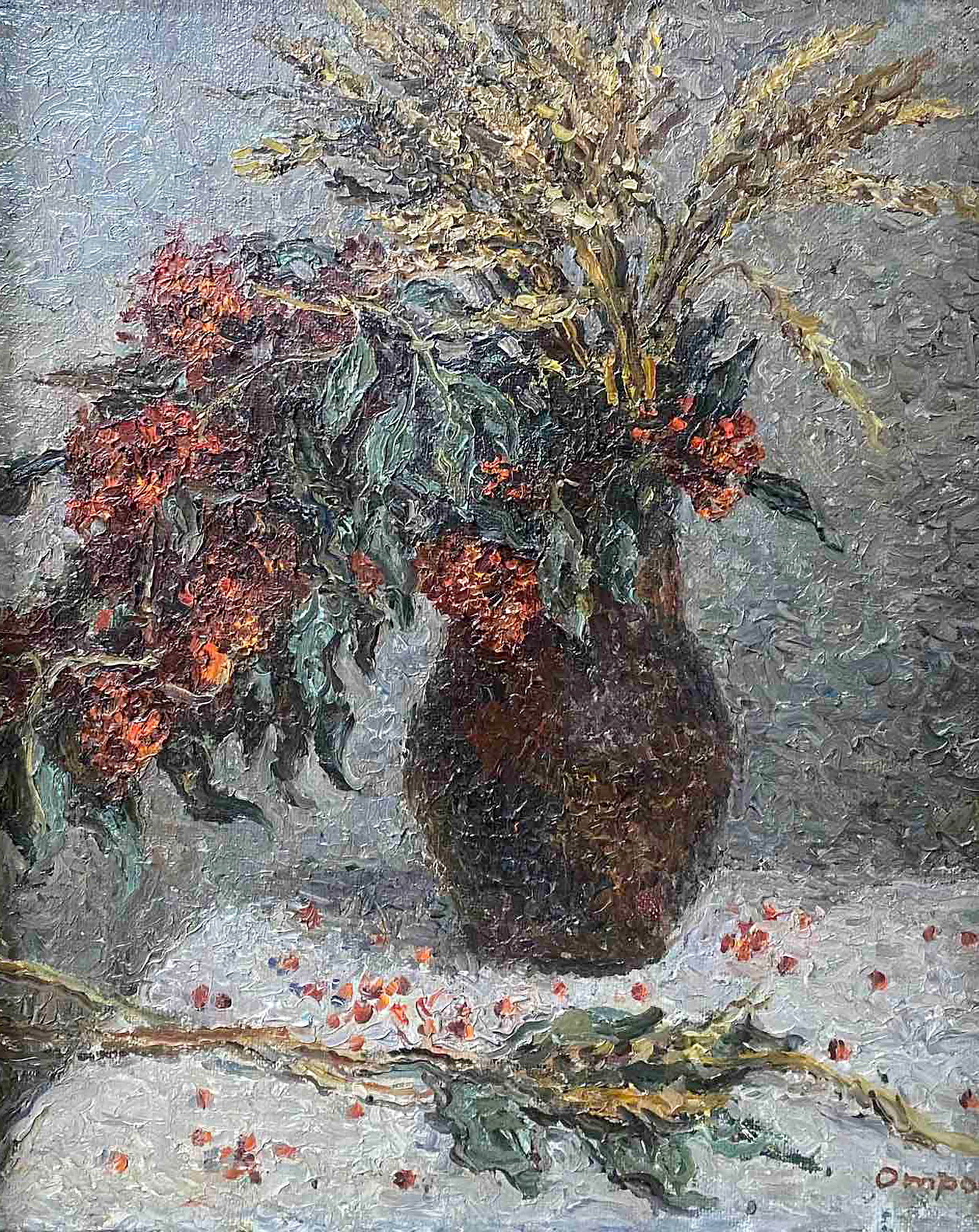 Oil painting Elderberry and wheat Olga Otroshchenko: Title: Oil painting Elderberry and wheat Olga Otroshchenko Description: 38POLT Painter: Olga Otroshchenko Size: 50x50 cm/19.68x19.68 inches Components: oil, canvas Original painting CONDITION: