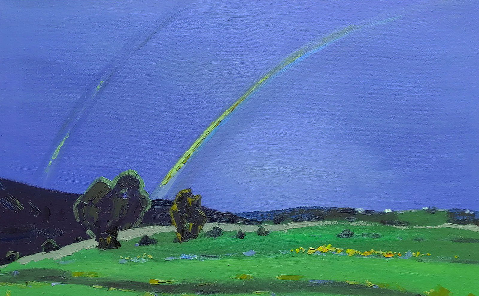 Oil painting Rainbow after the rain Yaroslav Savchyn: Title: Oil painting Rainbow after the rain Yaroslav Savchyn Description: 79SAVCH Painter: Yaroslav Savchyn Size: 42x66 cm/16.53x25.98 inches Components: oil, canvas Original painting CONDITION: excell