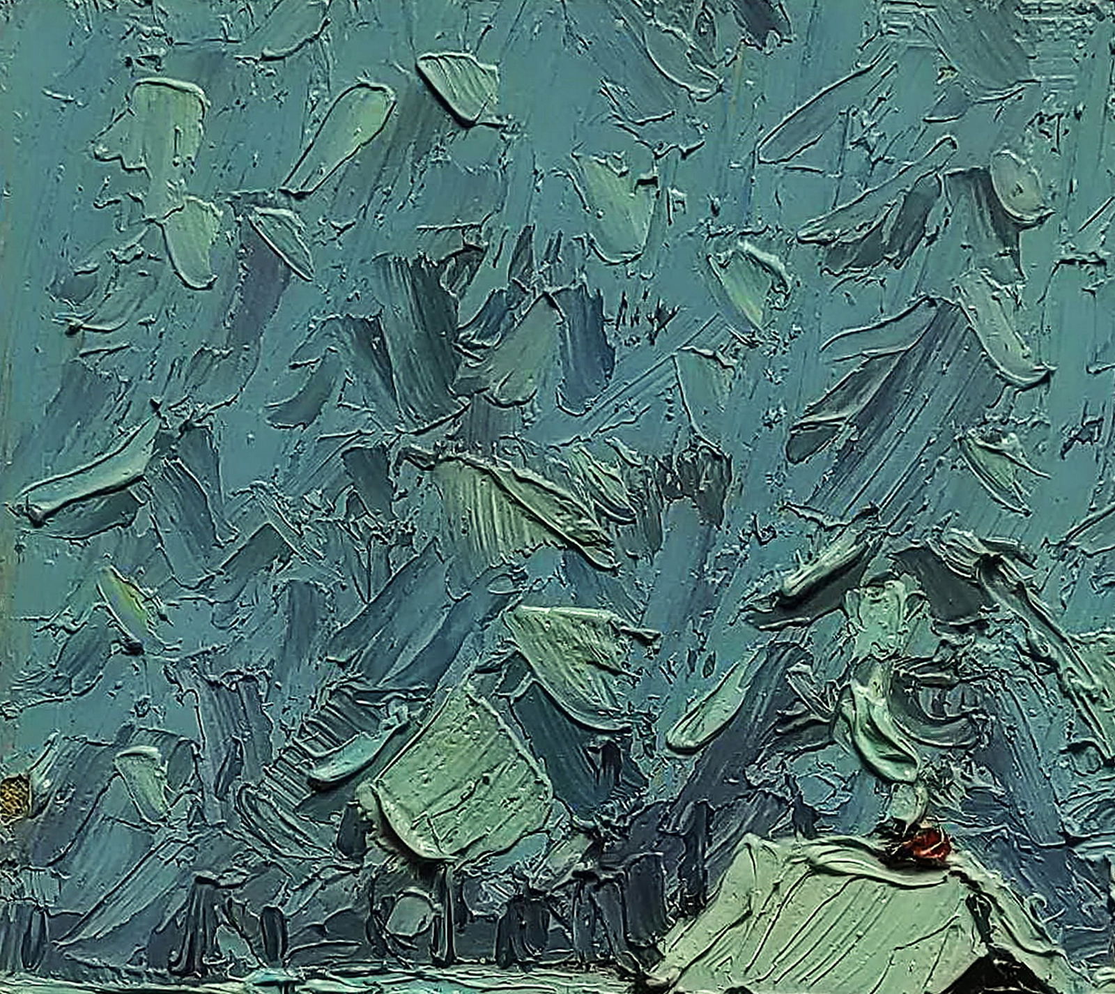 Oil painting Village under the mountain Yaroslav Savchyn - 2