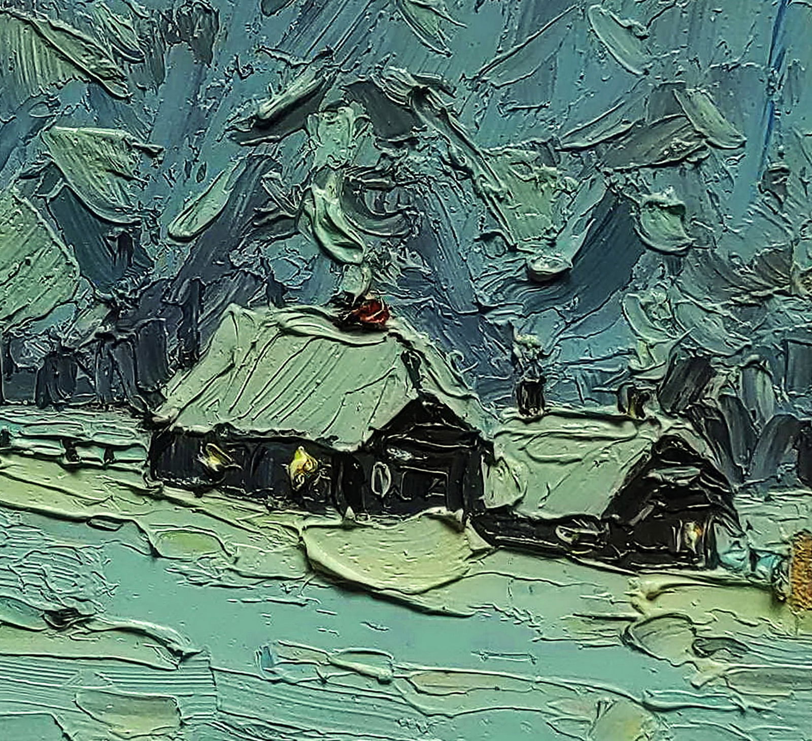 Oil painting Village under the mountain Yaroslav Savchyn - 5