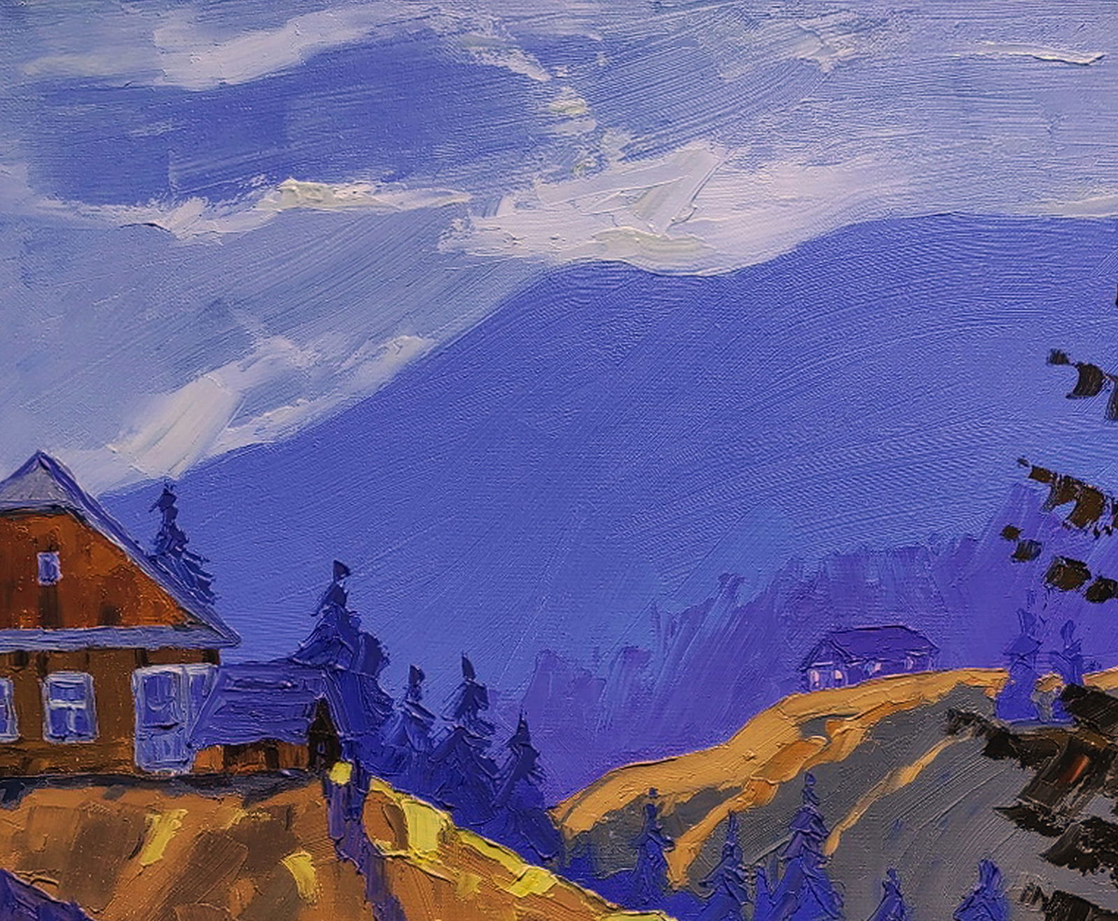 Oil painting Cottages in the mountains Yaroslav Savchyn - 2