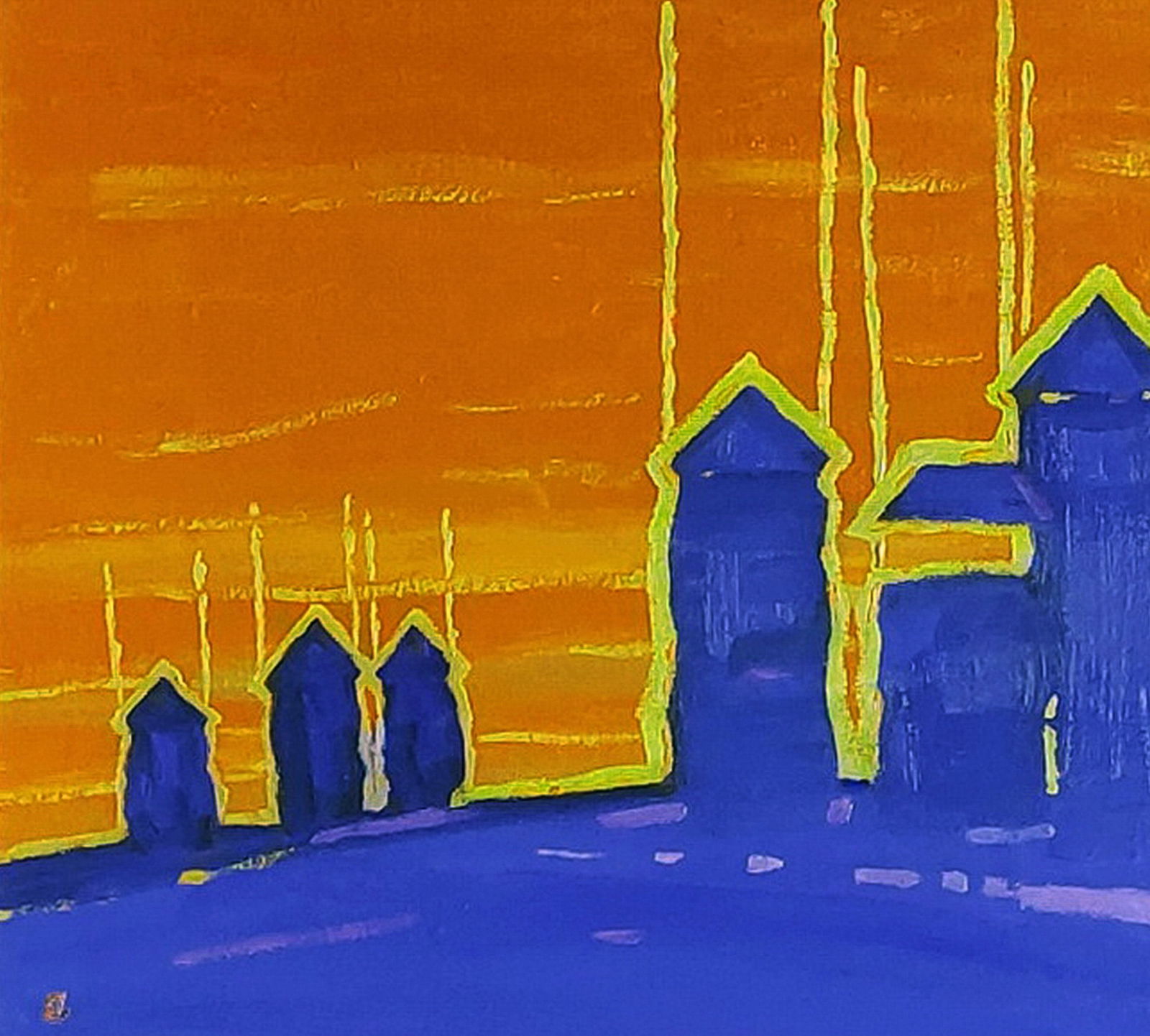 Oil painting Guard towers in the field Yaroslav Savchyn - 4