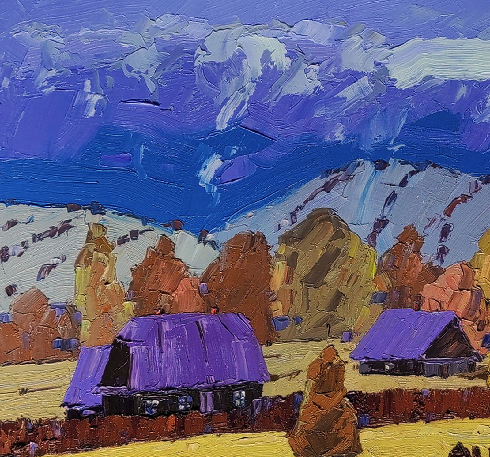 Oil painting Cozy autumn village Yaroslav Savchyn - 2