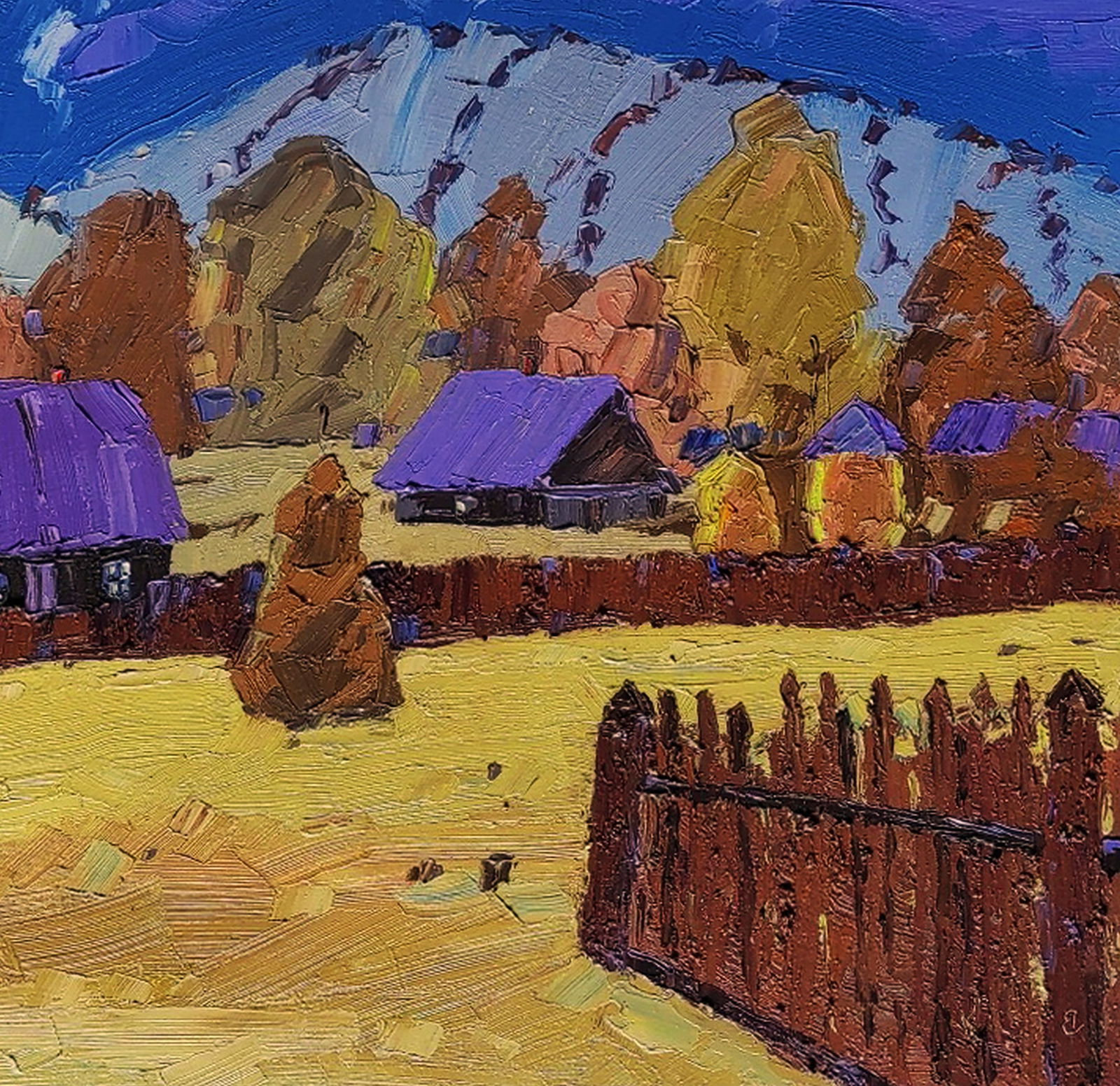 Oil painting Cozy autumn village Yaroslav Savchyn - 5