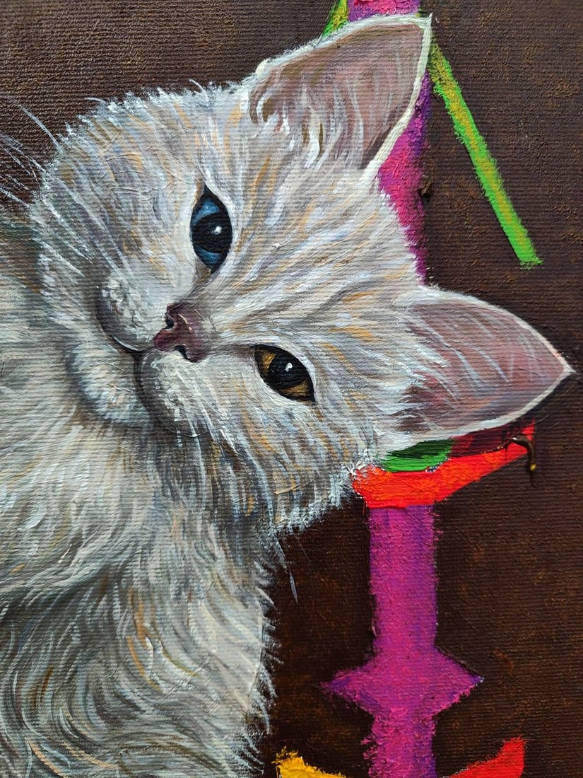 Oil painting Soft cat on the carpet Oksana Sklym - 2