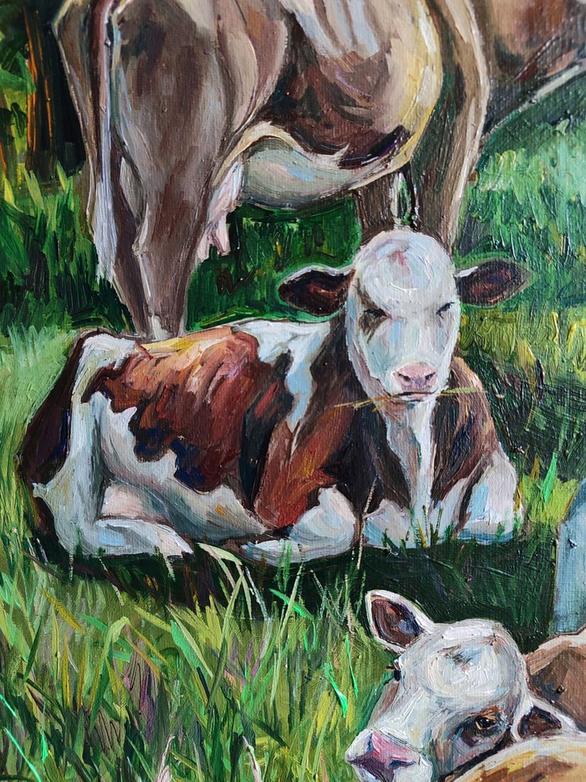 Oil painting Carefree cows with a stone Oksana Sklym - 7
