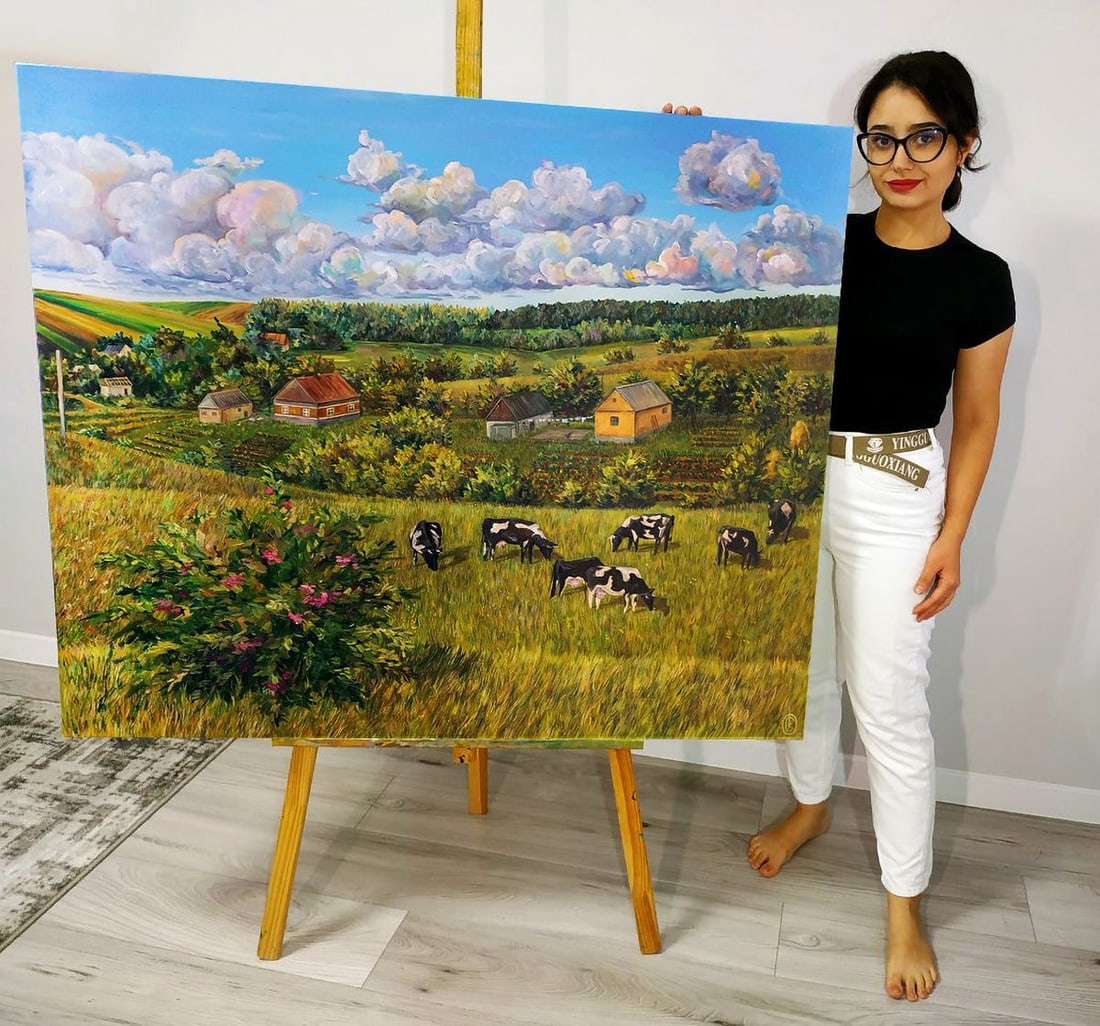 Oil painting Life in the village in summer Oksana Sklym - 14