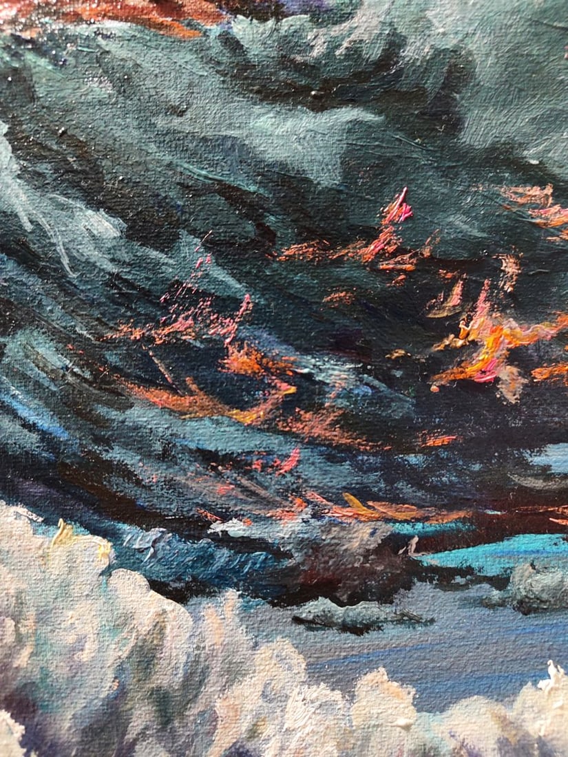 Acrylic painting Fiery daytime clouds Oksana Sklym - 6