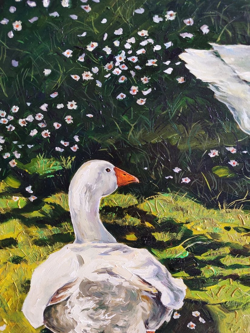 Oil painting Geese's afternoon lunch Oksana Sklym - 10