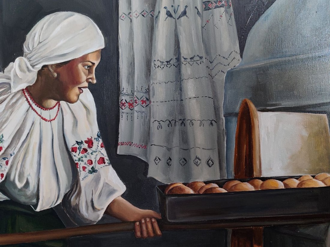 Oil painting Grandma is making pies Oksana Sklym - 3