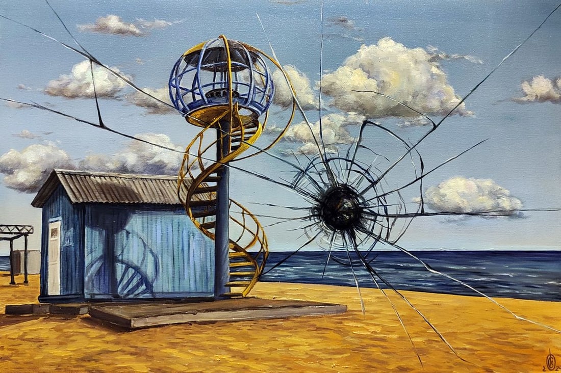 Oil painting Broken past at sea Oksana Sklym: Title: Oil painting Broken past at sea Oksana Sklym Description: 21SKLIM Painter: Oksana Sklym Size: 40x60 cm/15.74x23.62 inches Components: oil, canvas Original painting CONDITION: excellent ARTIST: